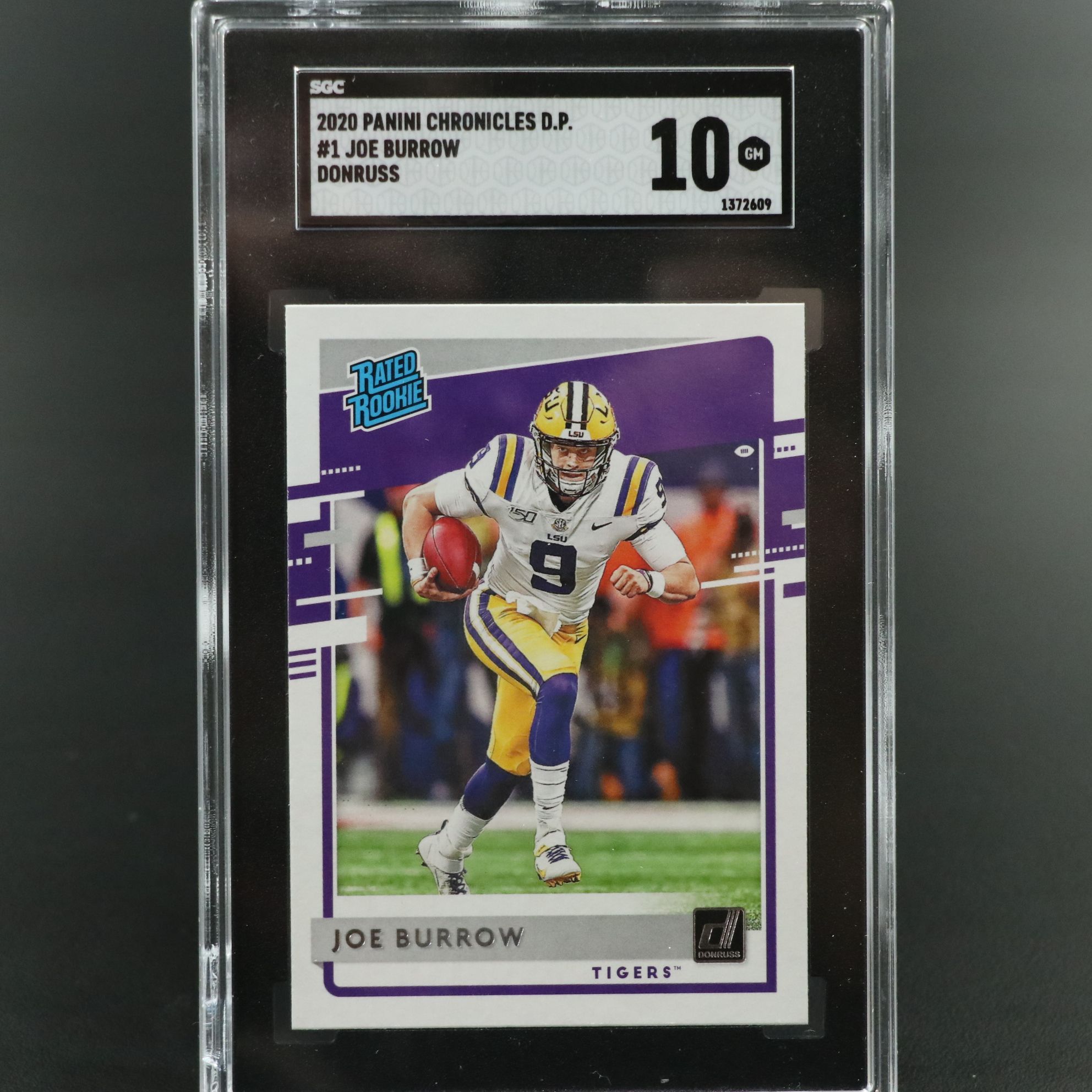 2020 Chronicles Draft Picks Joe Burrow Donruss Rated Rookie Card Graded SGC 10