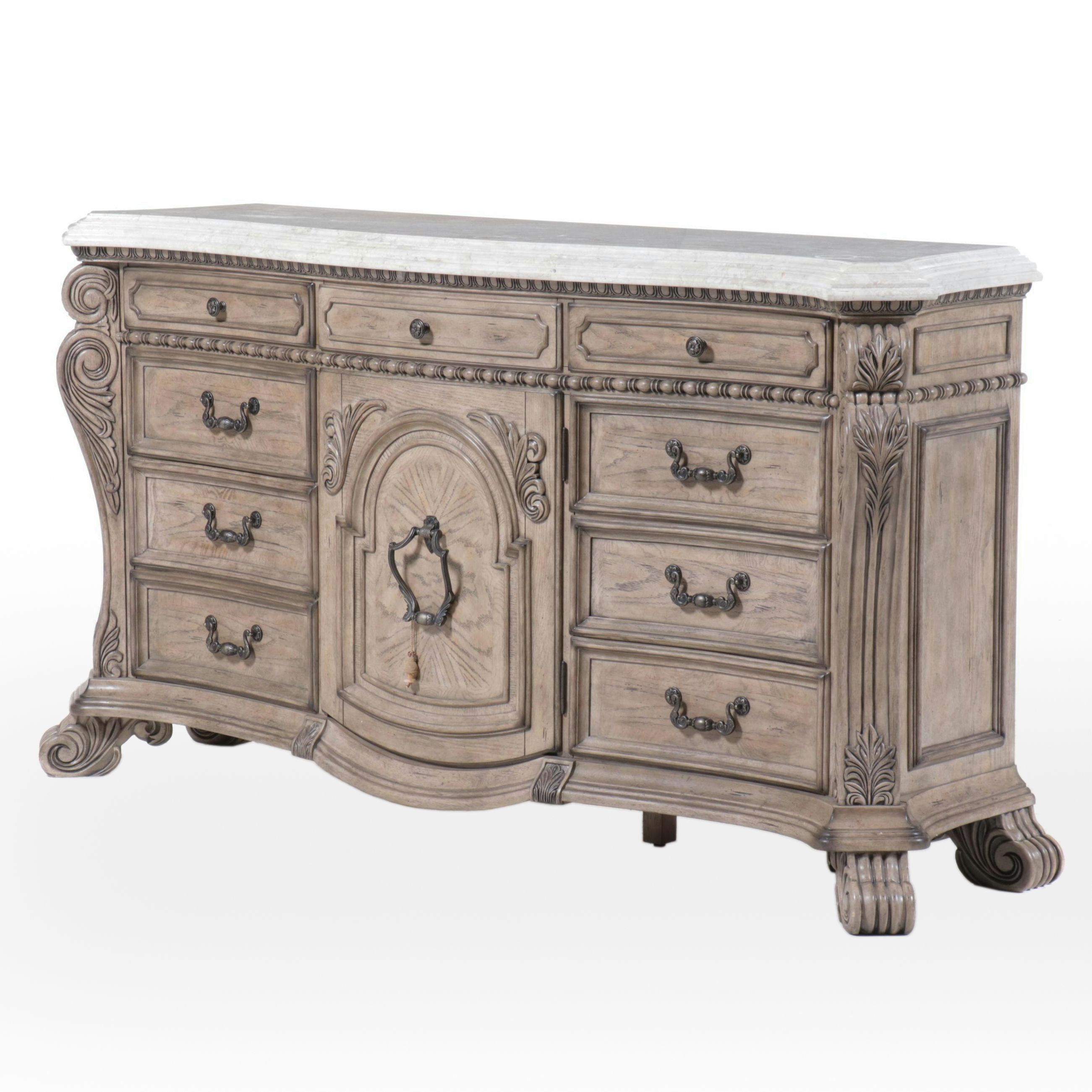 Michael Amini "Villa di Como" Marble Top Painted Wood Dresser