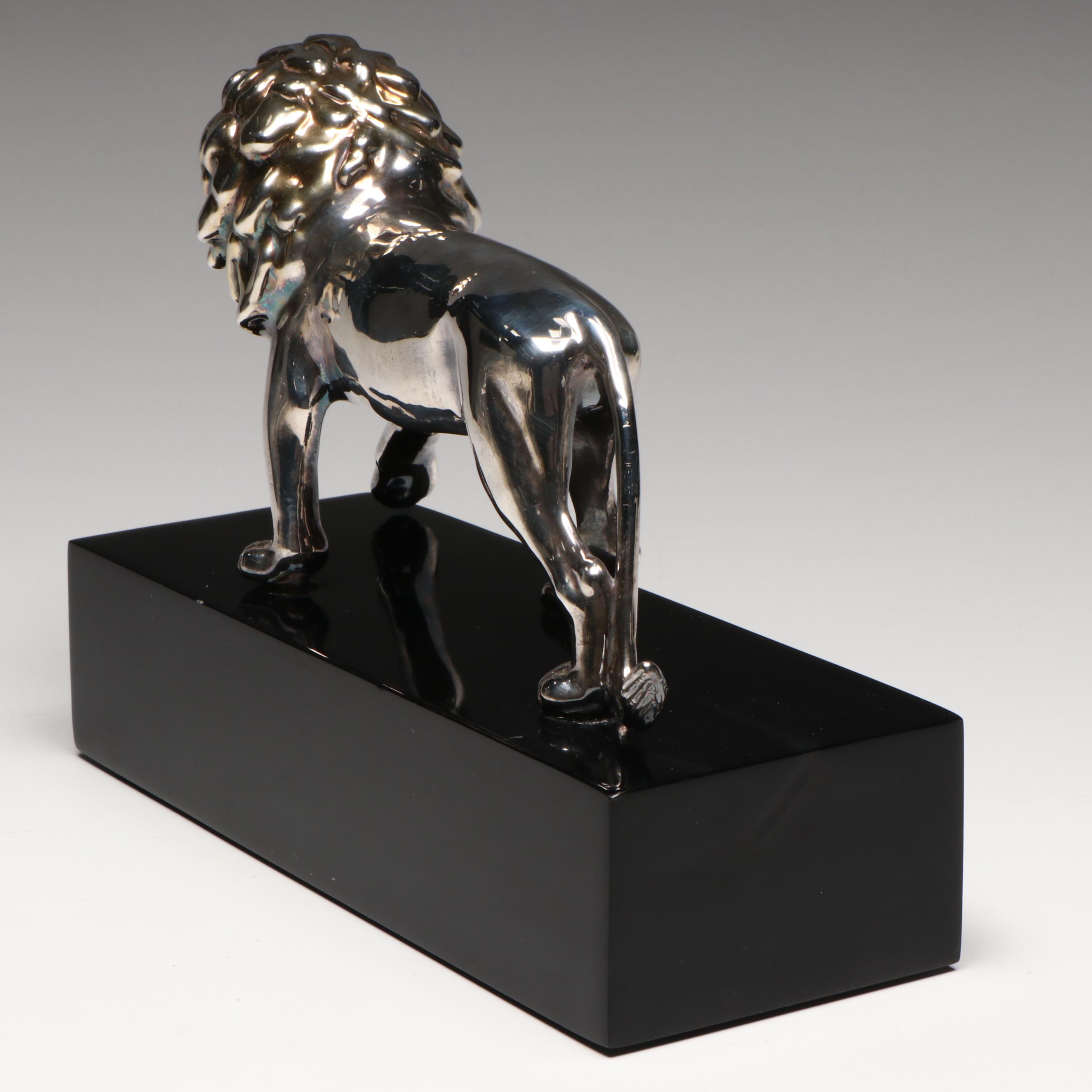 Sterling Silver and Gilt Lion Figurine with Base