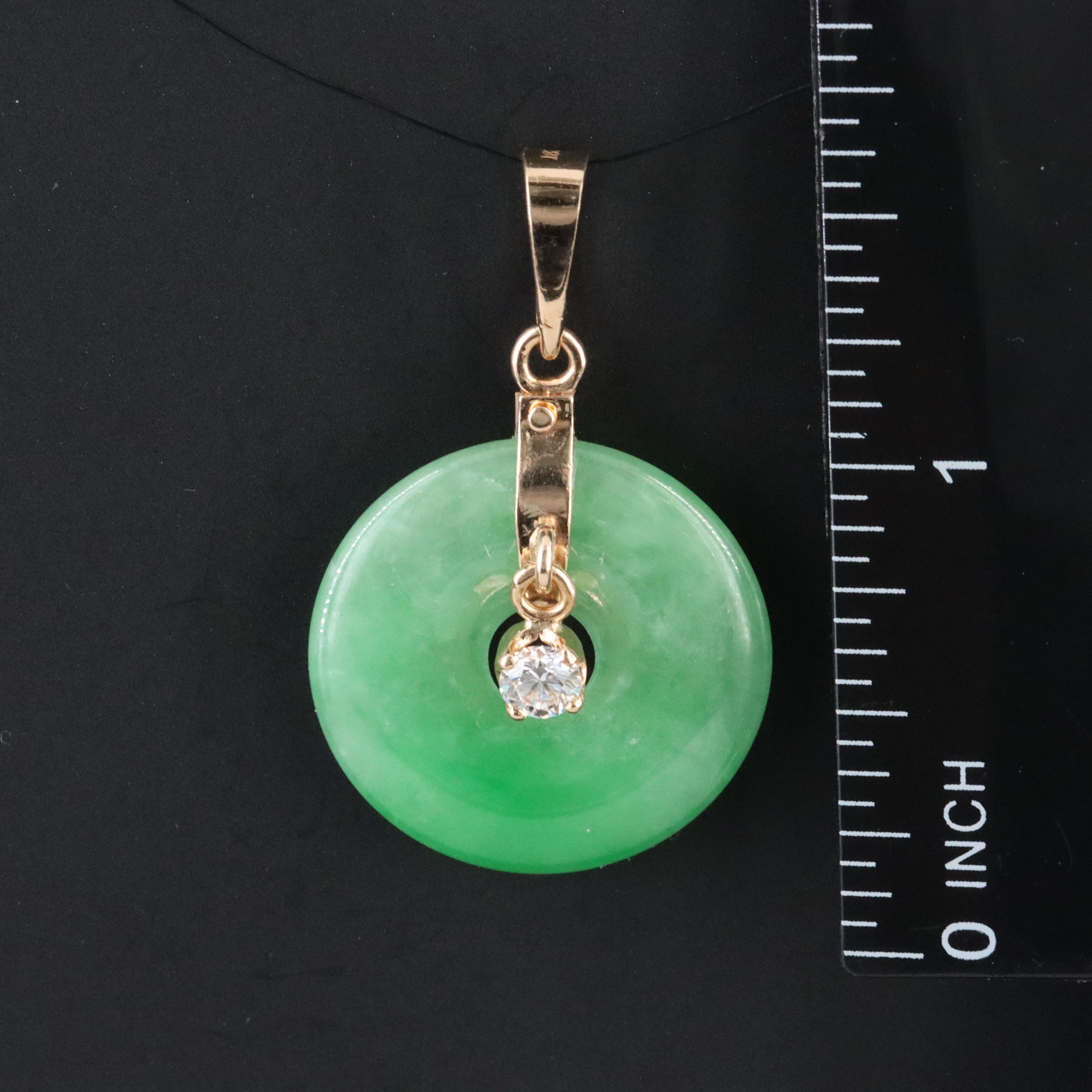 14K Jadeite and Diamond Pendant