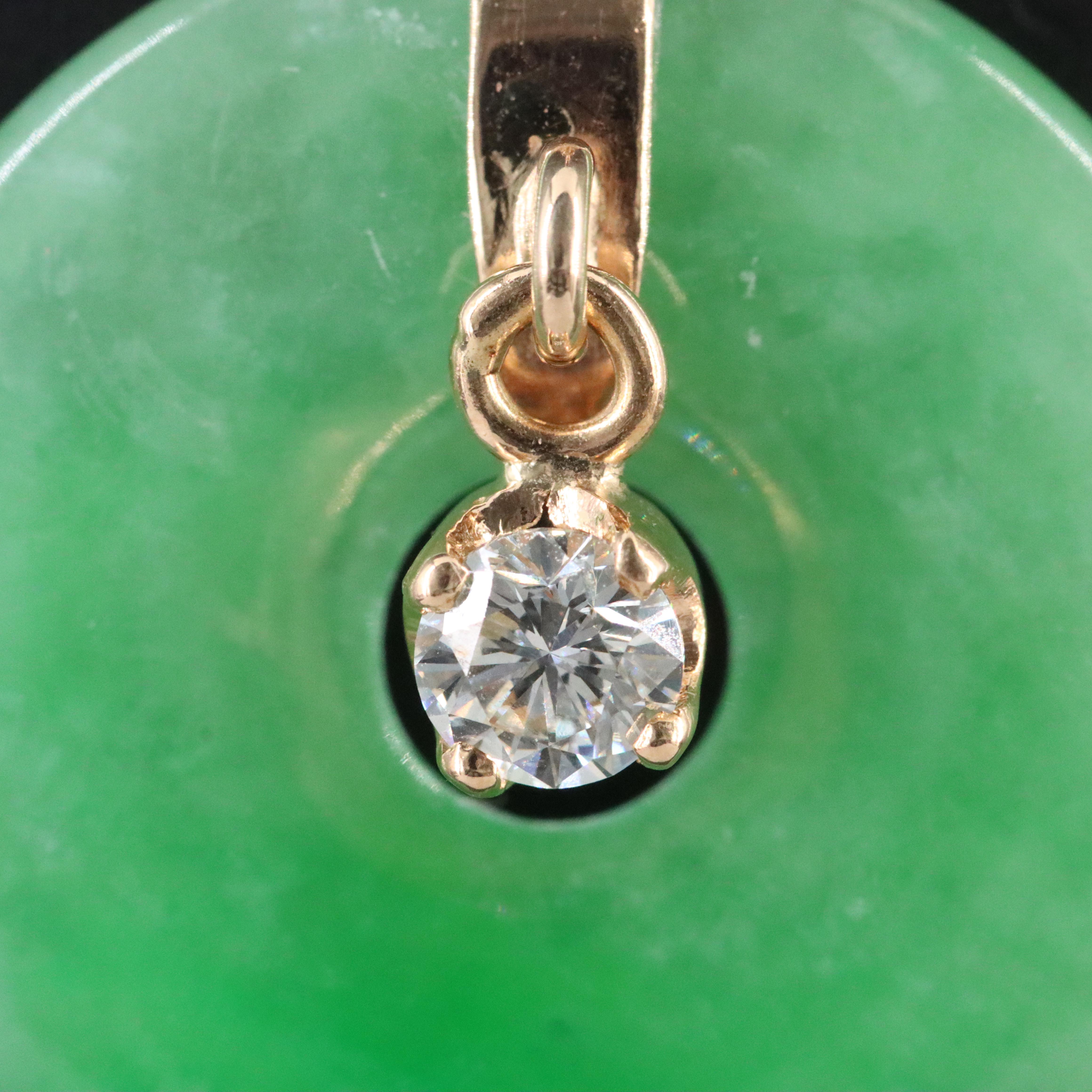 14K Jadeite and Diamond Pendant