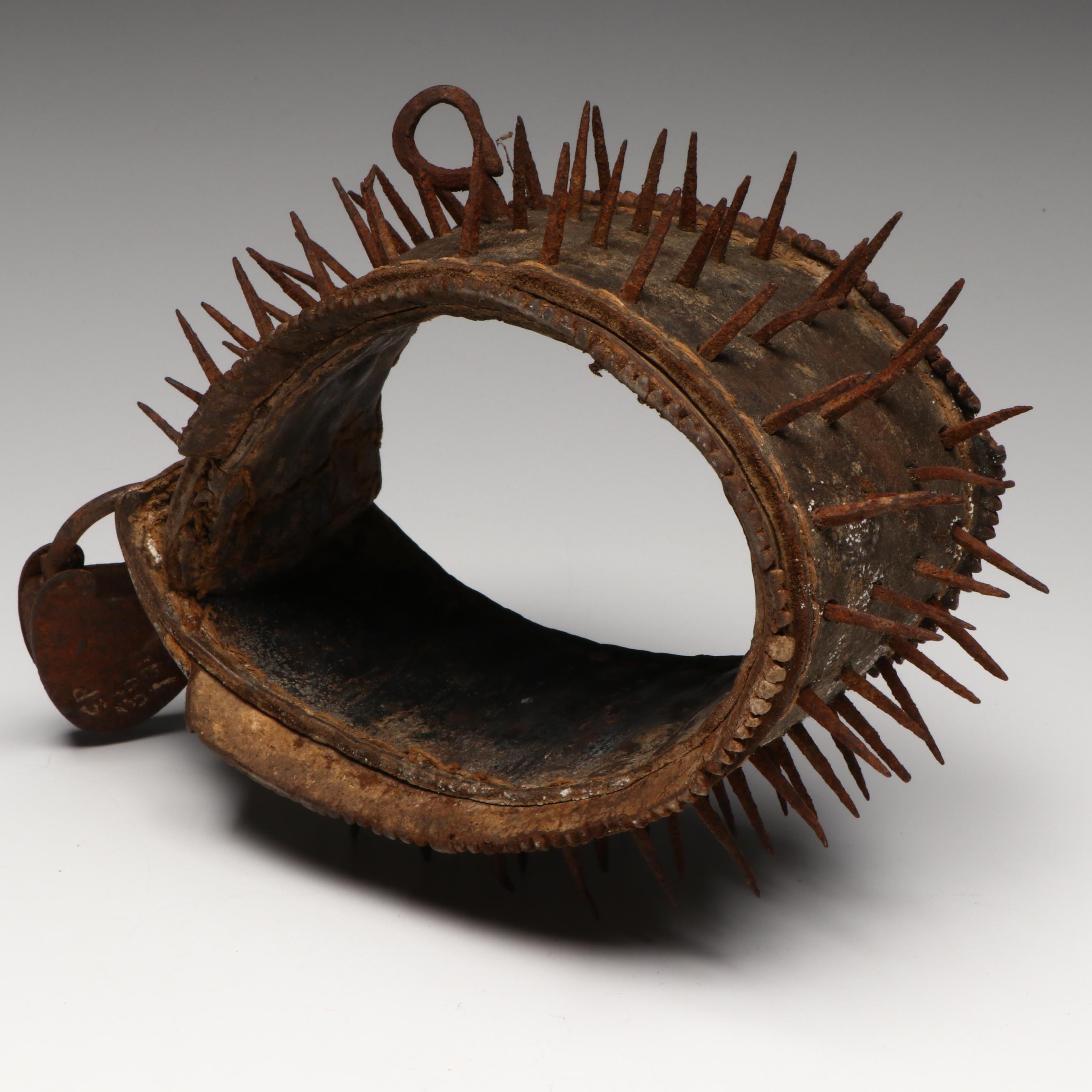 Anti-Wolf Leather and Iron Spiked Guard Dog Collar, 17th or 18th Century
