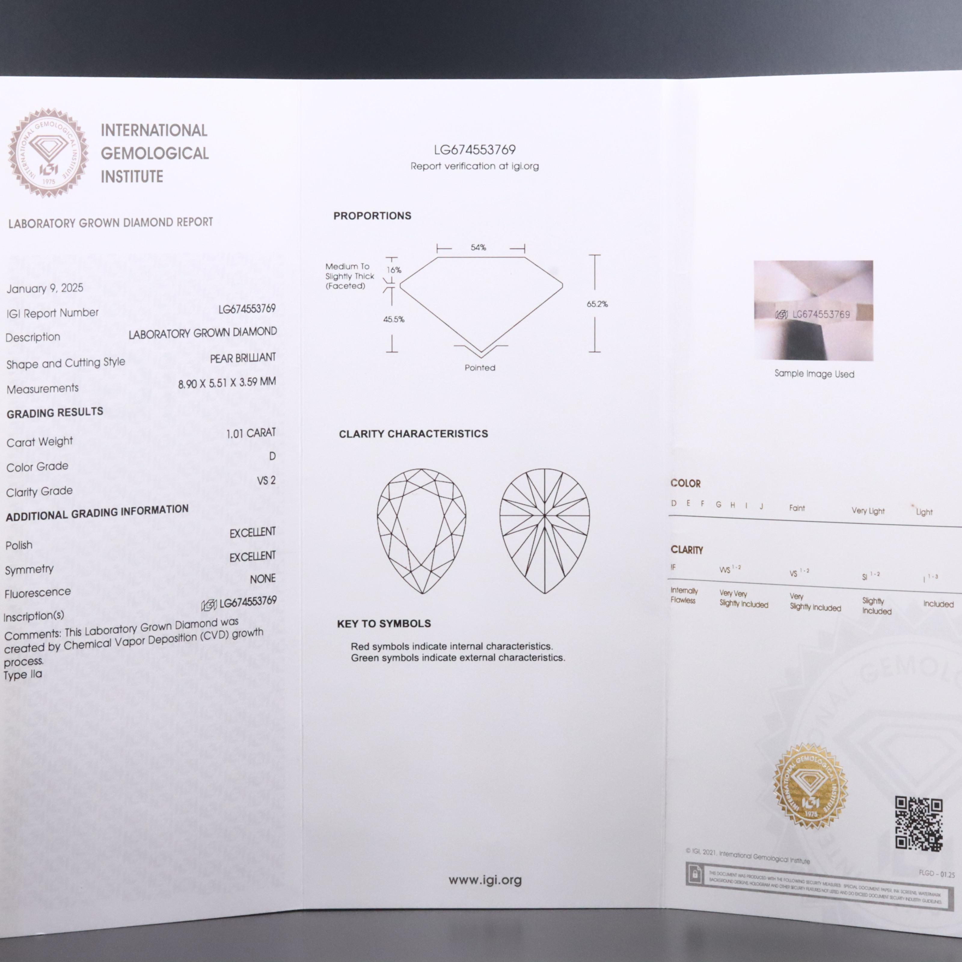 Platinum 2.03 CTW Lab Grown Diamond Stud Earrings with IGI Report