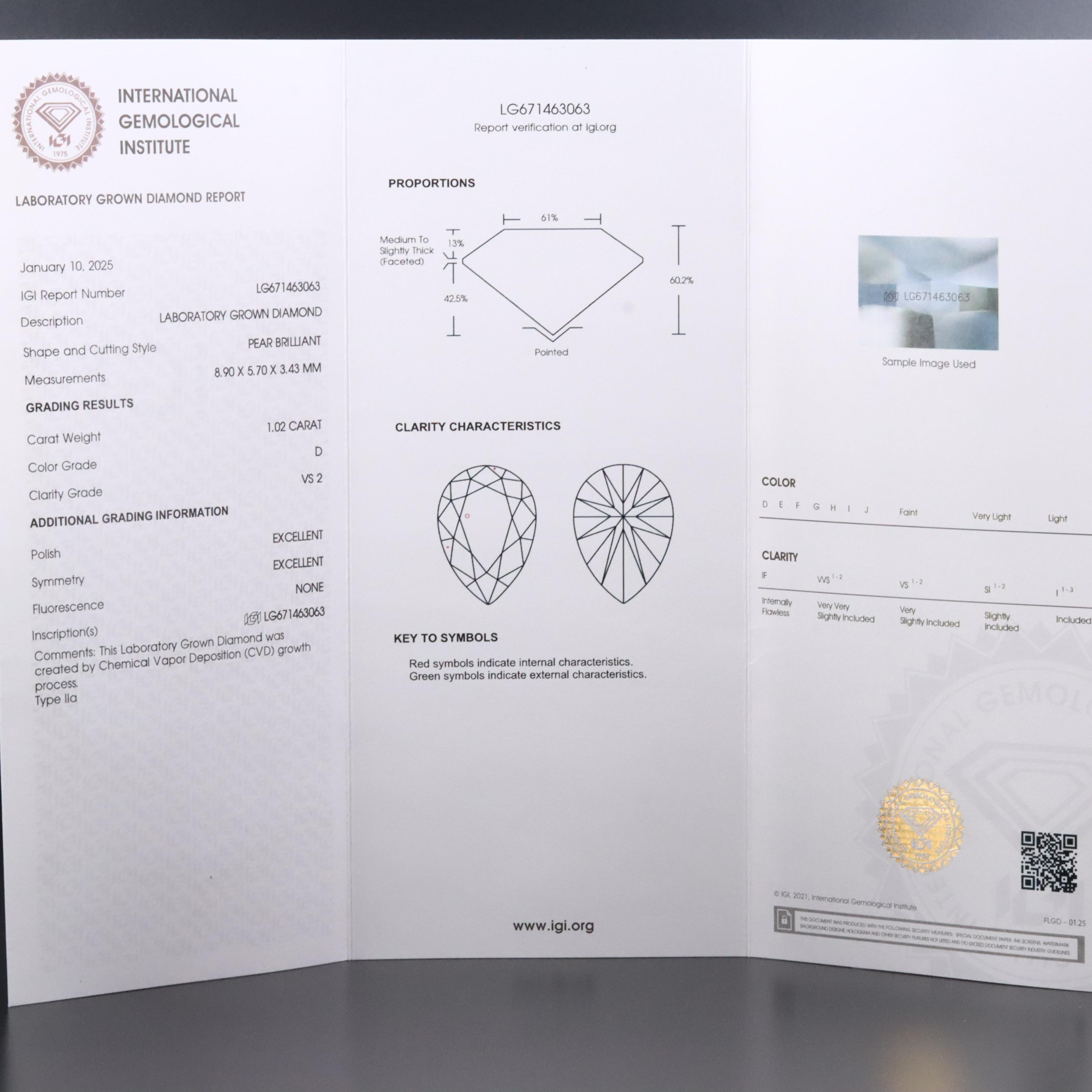 Platinum 2.03 CTW Lab Grown Diamond Stud Earrings with IGI Report