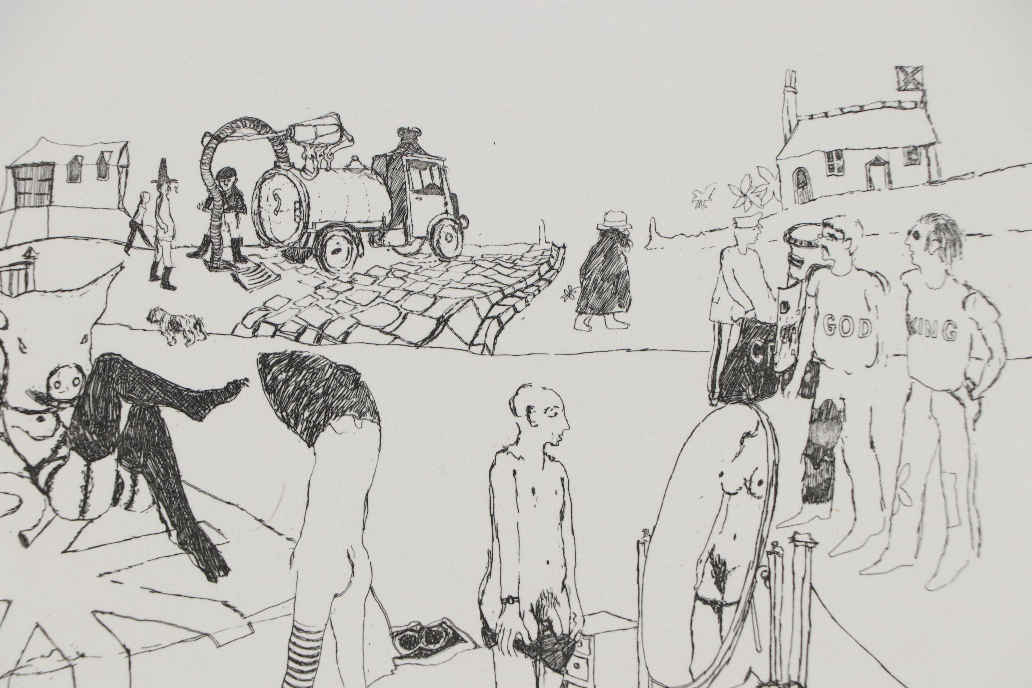 Trevor Allen Surrealist Etching "All We Need Is Love"