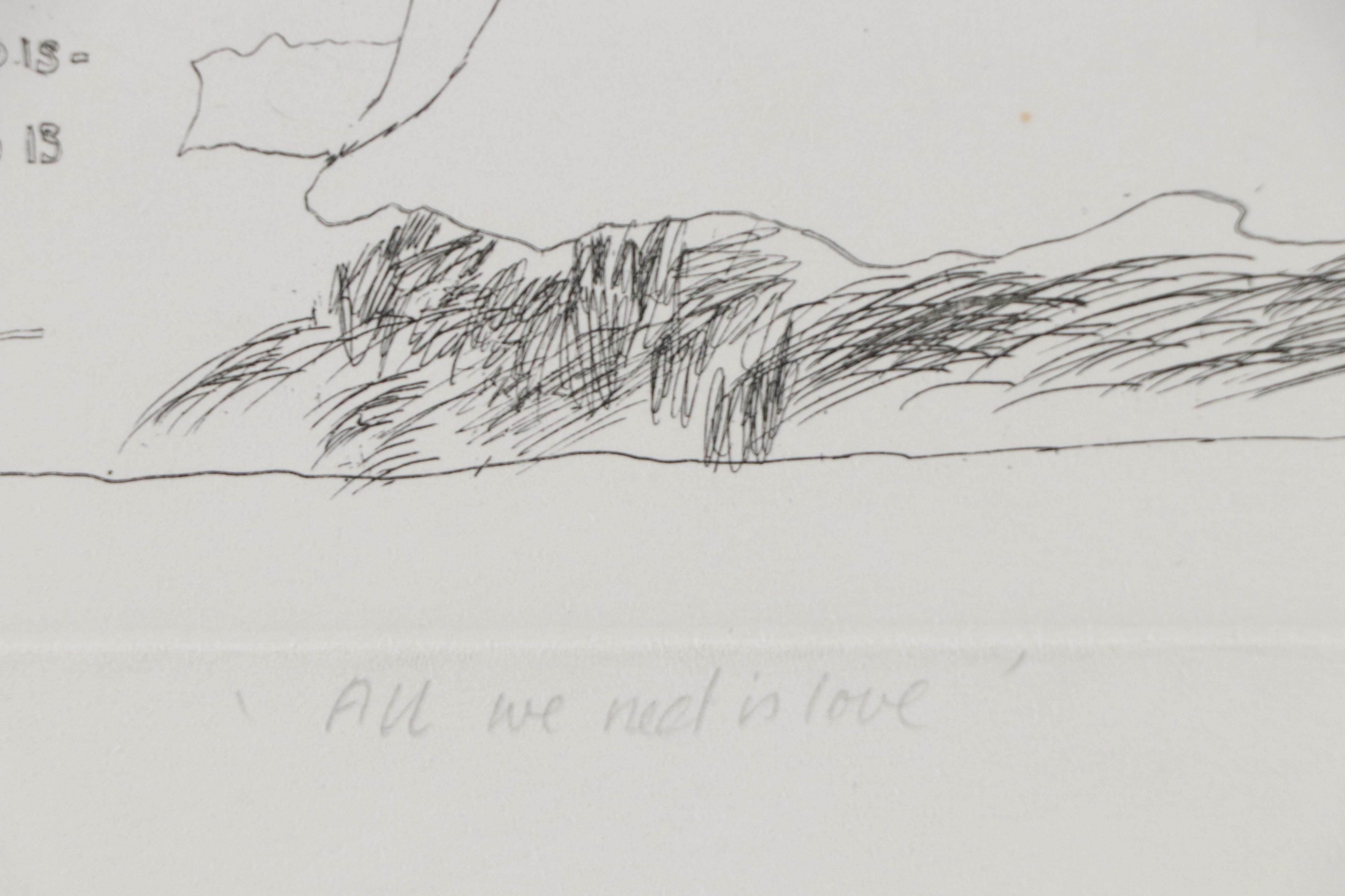 Trevor Allen Surrealist Etching "All We Need Is Love"