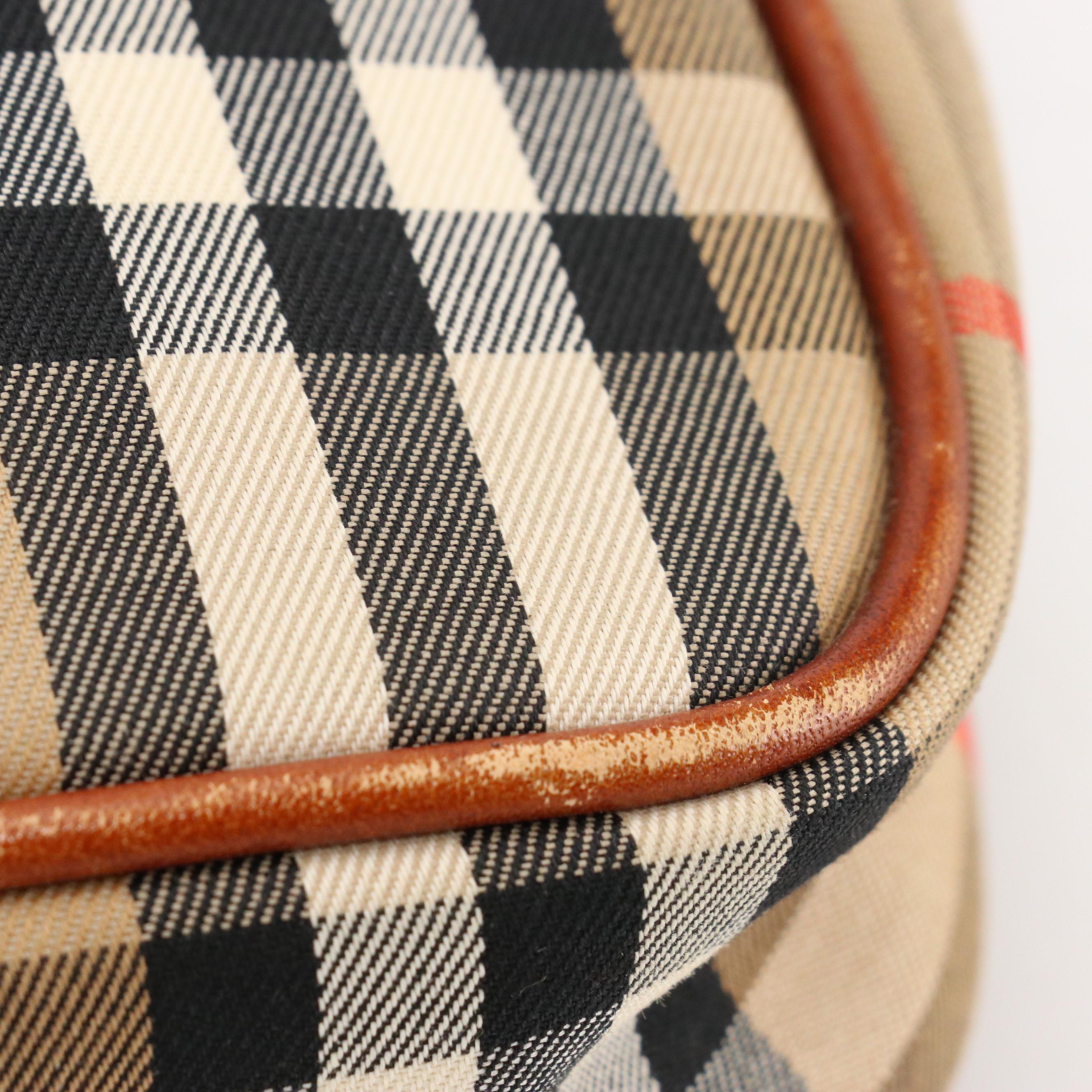 Burberry Crossbody Bag in Haymarket Check Canvas and Brown Leather Trim