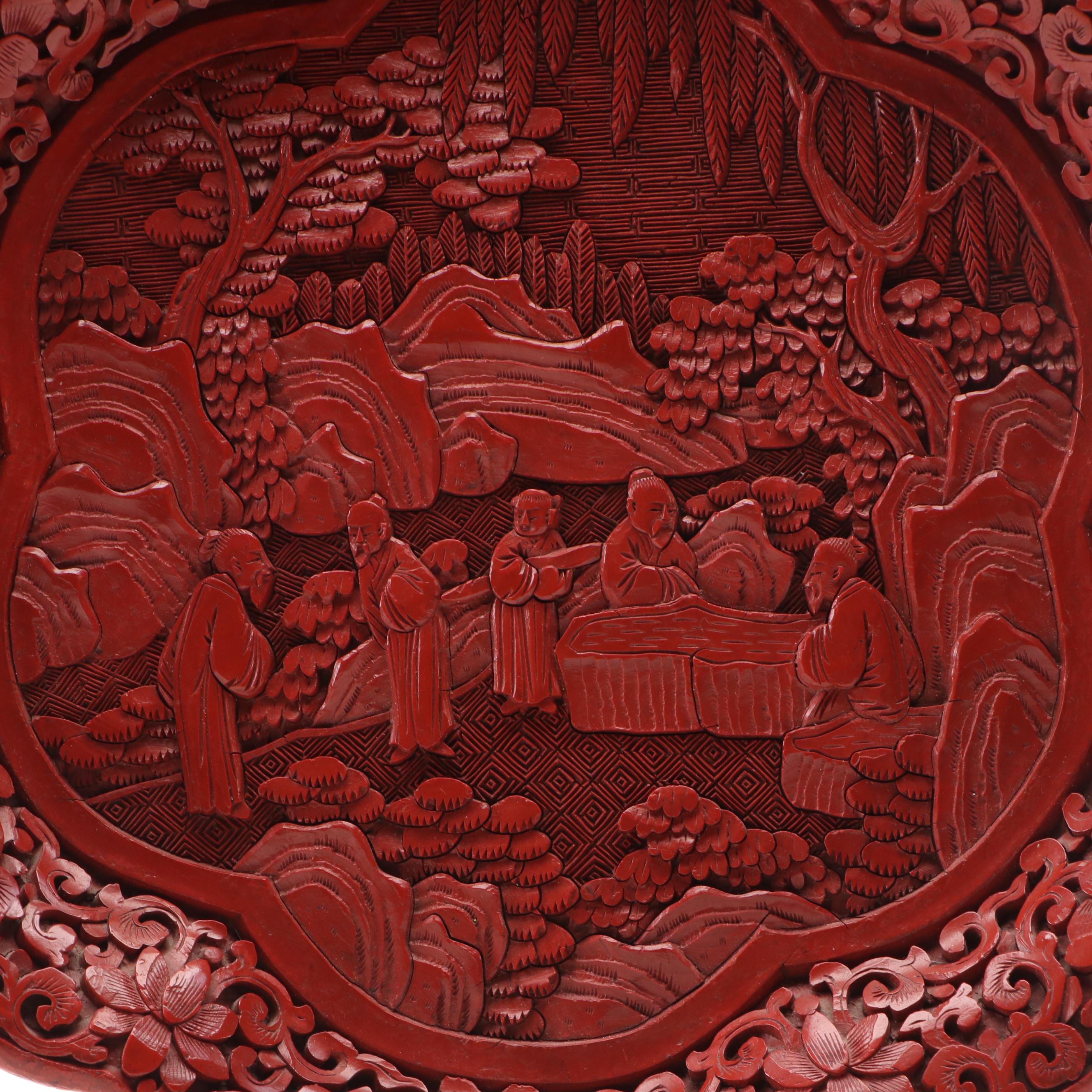 Chinese Cinnabar Lacquerware Plate, Early to Mid-20th Century