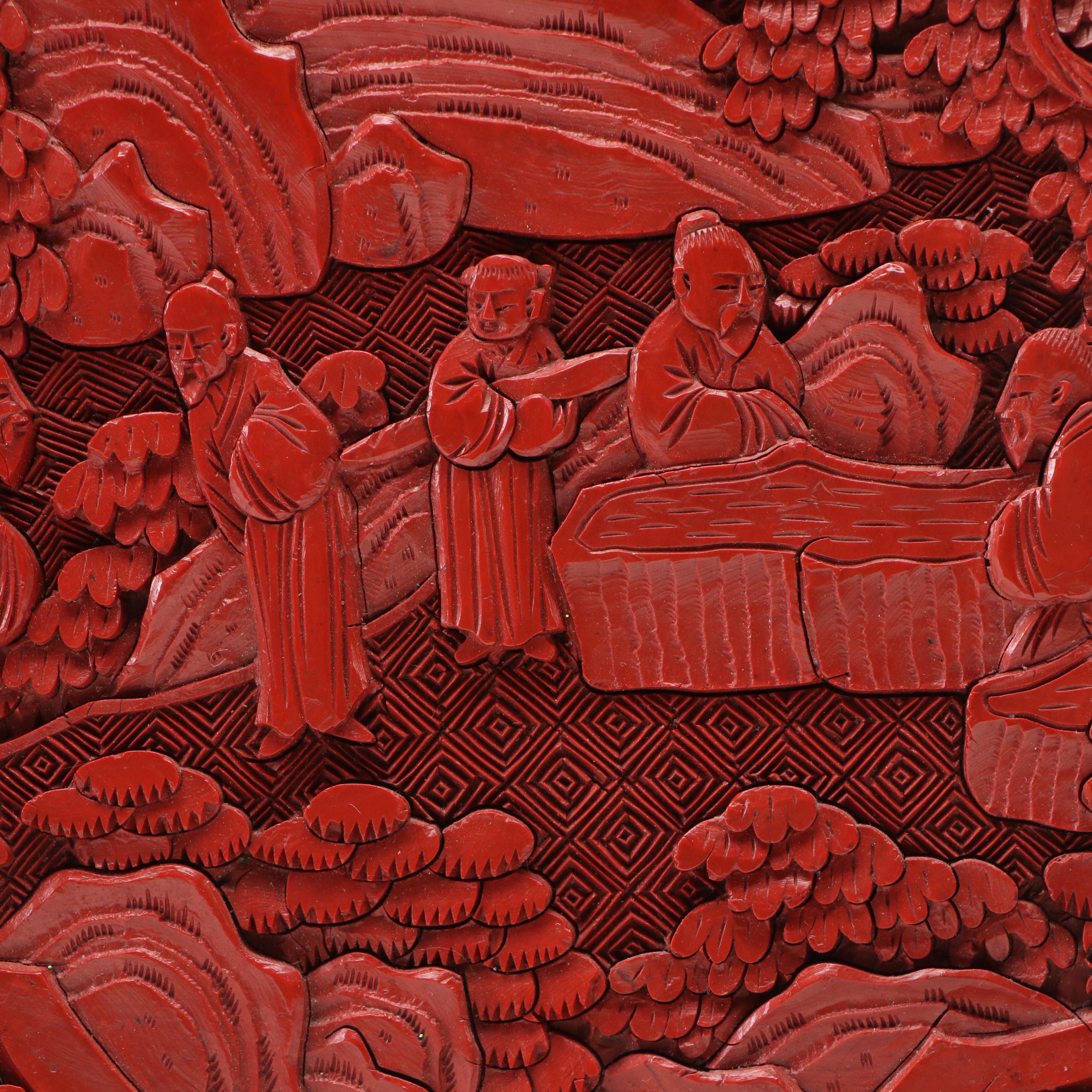 Chinese Cinnabar Lacquerware Plate, Early to Mid-20th Century