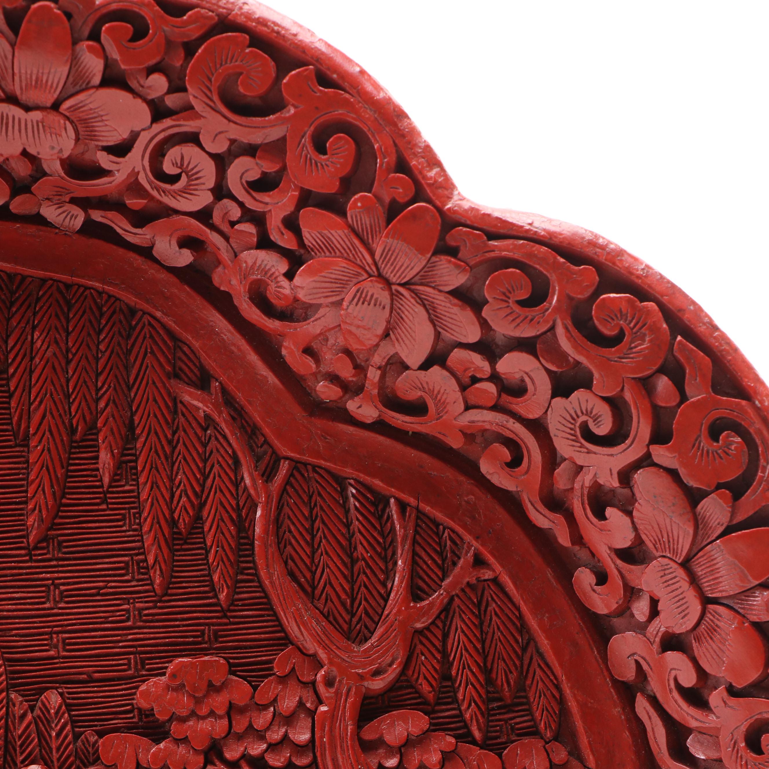 Chinese Cinnabar Lacquerware Plate, Early to Mid-20th Century