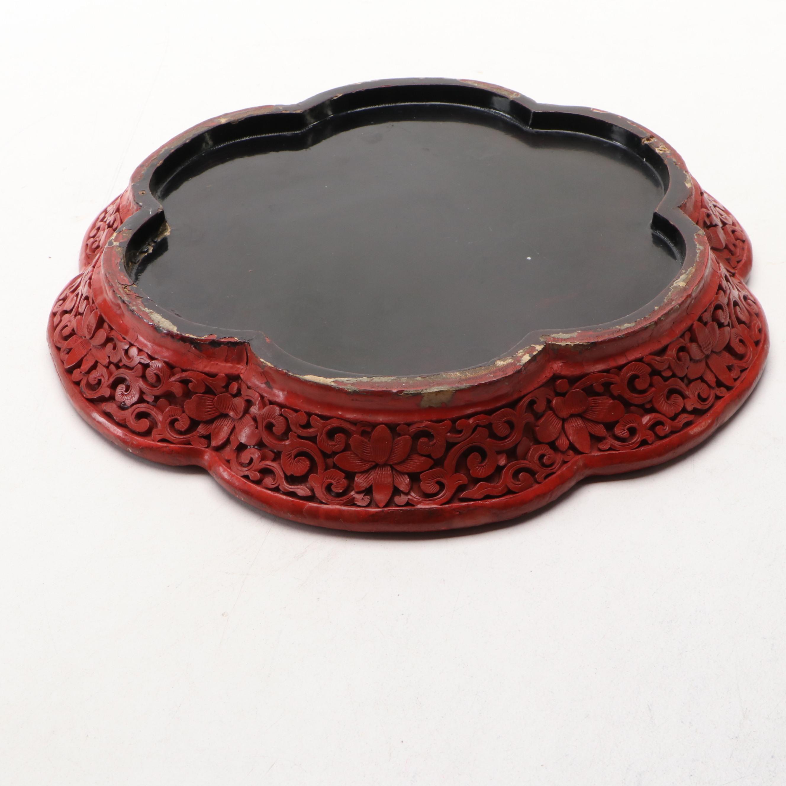 Chinese Cinnabar Lacquerware Plate, Early to Mid-20th Century