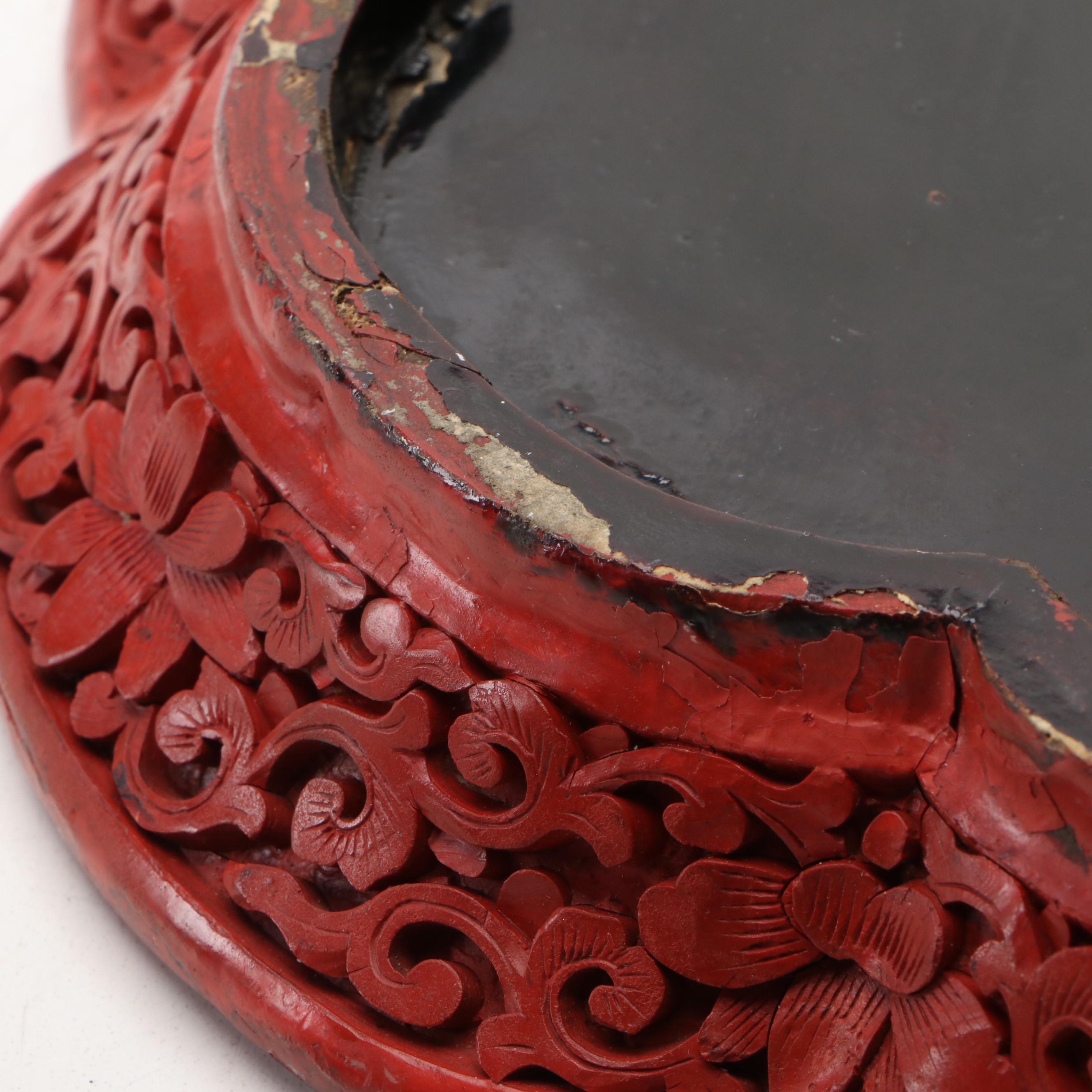Chinese Cinnabar Lacquerware Plate, Early to Mid-20th Century