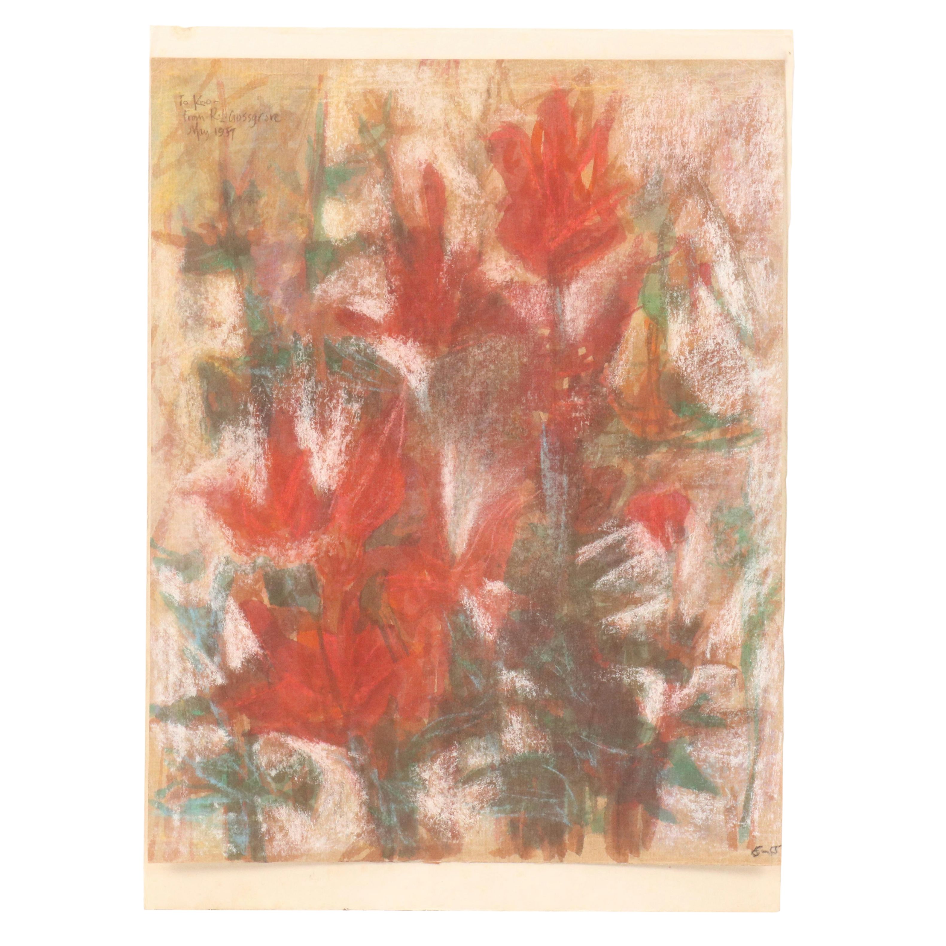 Roger Crossgrove Floral Watercolor Painting, 1957