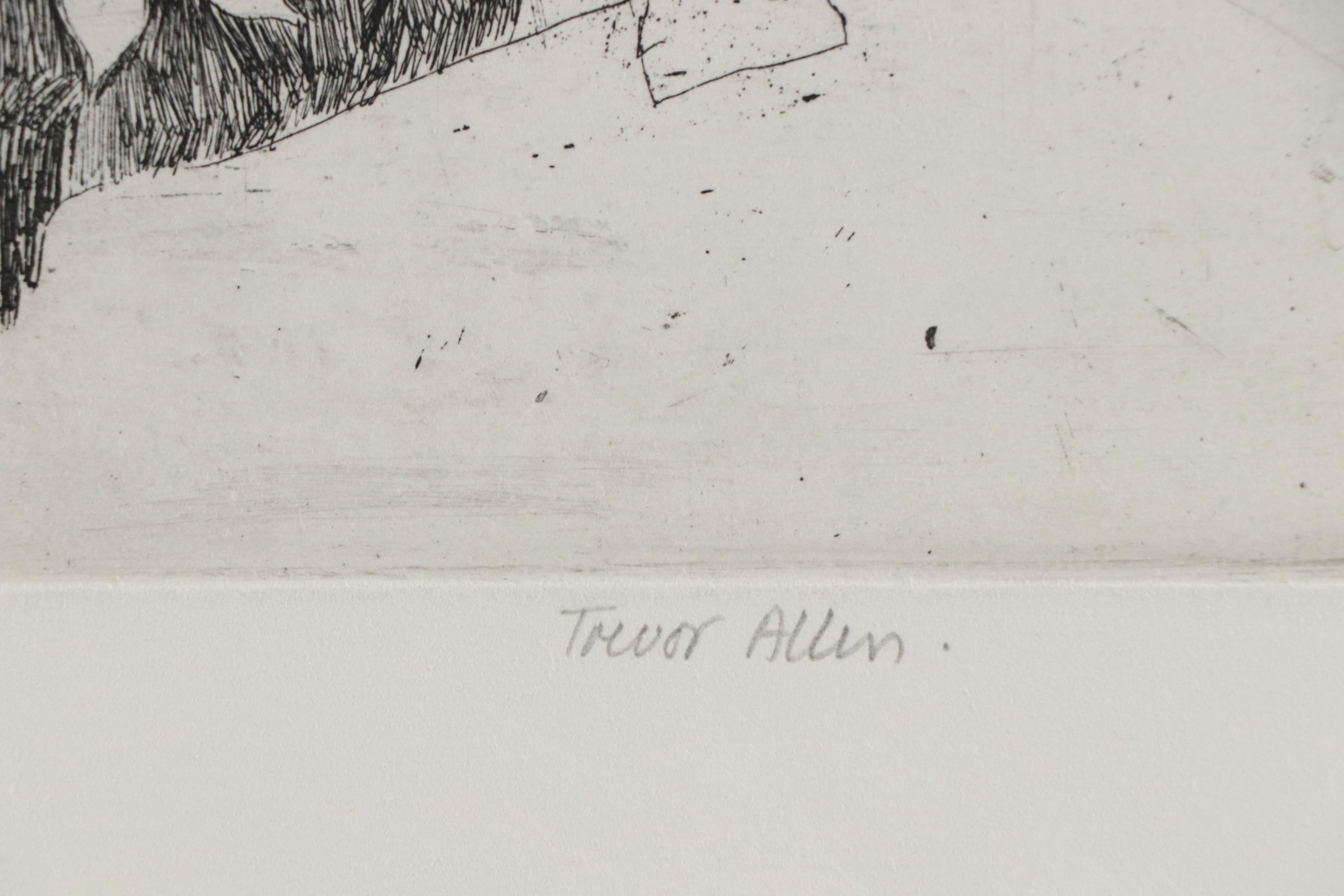 Trevor Allen Surrealist Etching "Balancing Act"