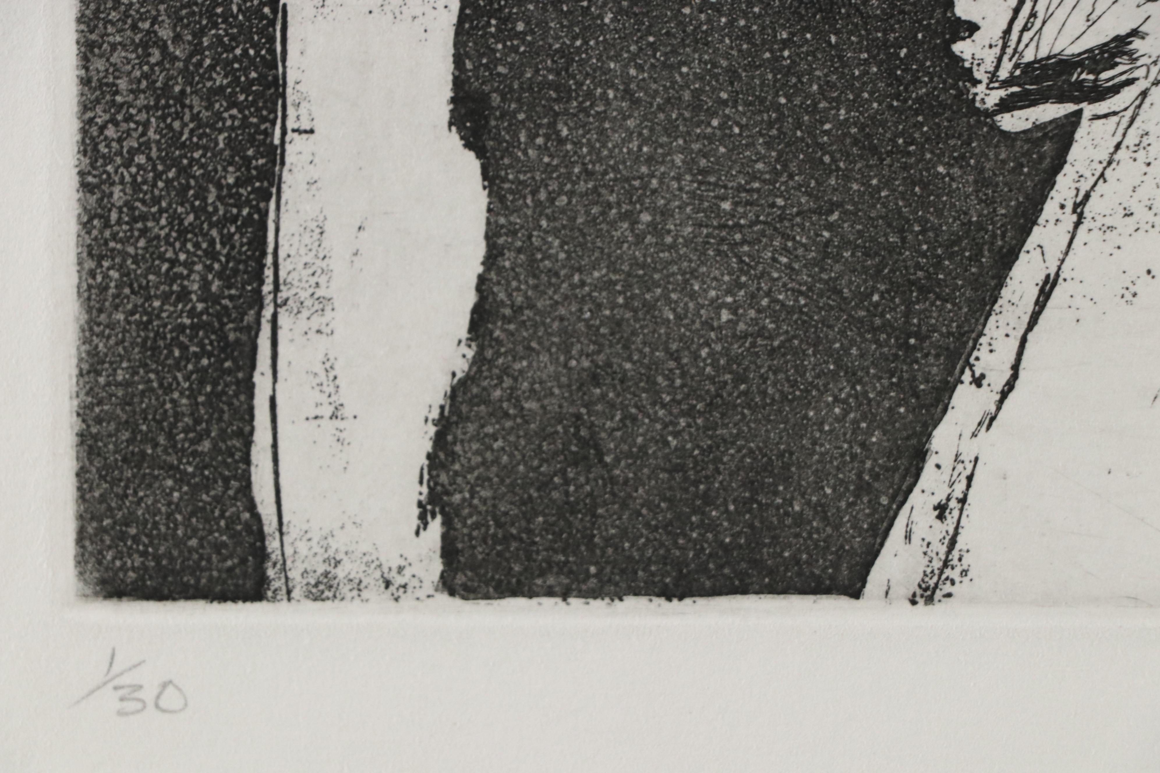 Trevor Allen Surrealist Etching "Balancing Act"