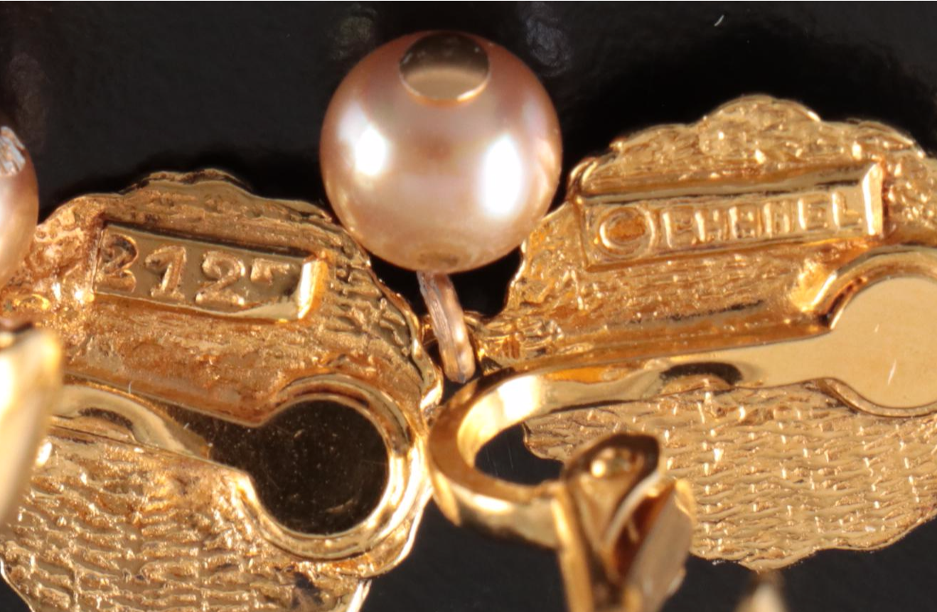 Chanel Imitation Pearl Dangle Clip Earrings
