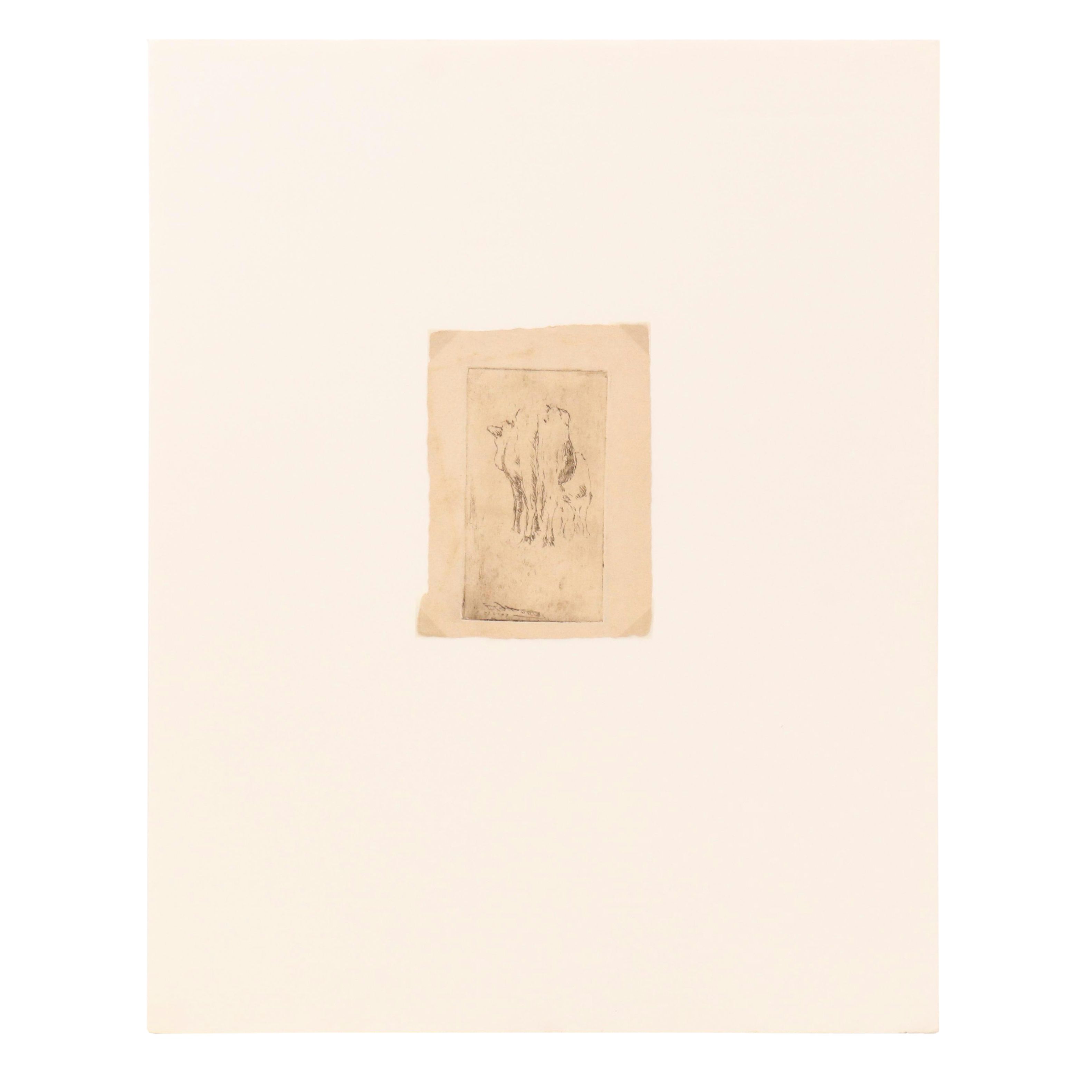 Etching After Edward Timothy Hurley of Grazing Cows, Circa 1907
