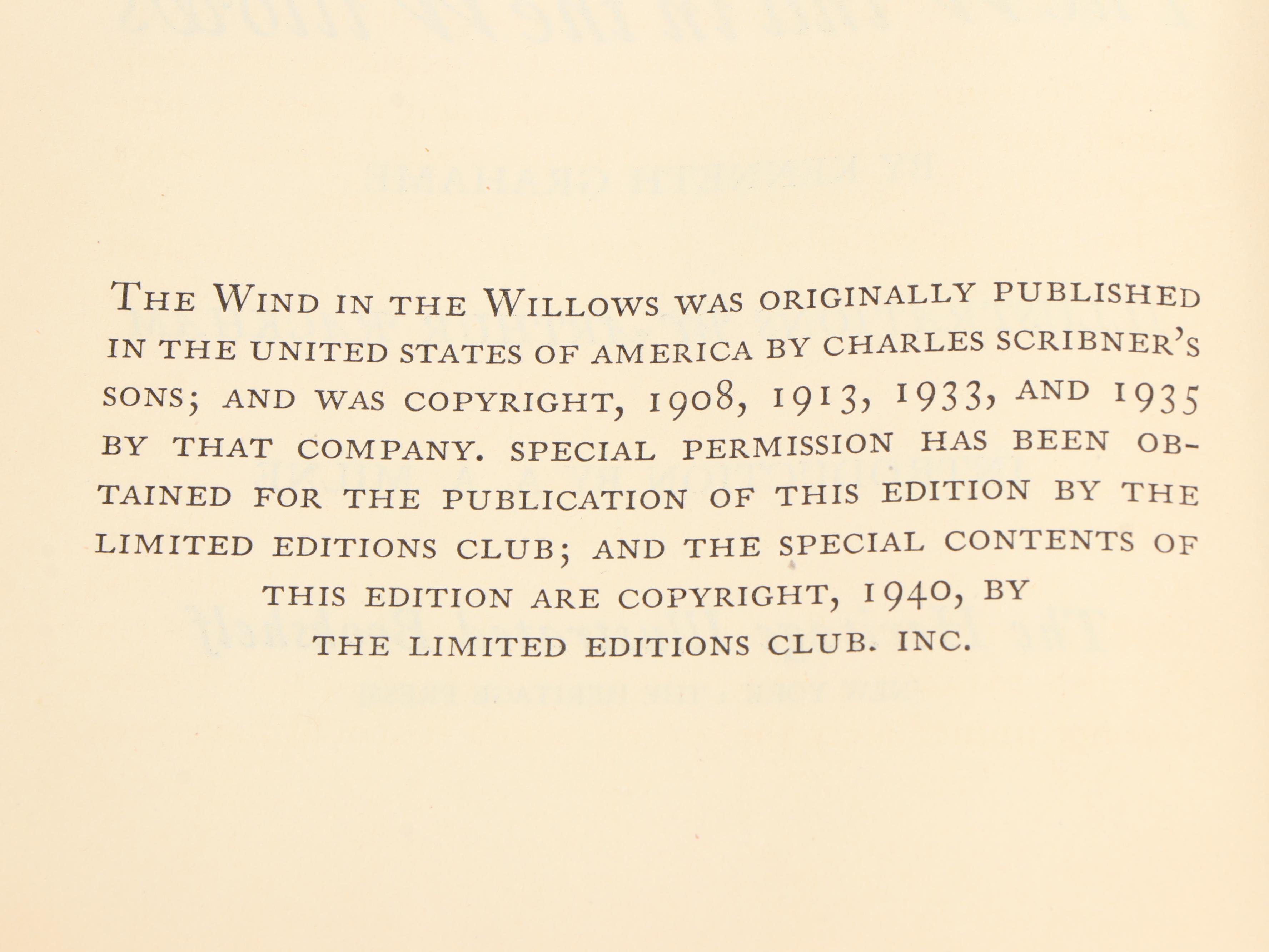 Arthur Rackham Illustrated "The Wind in the Willows" by Kenneth Grahame, 1940