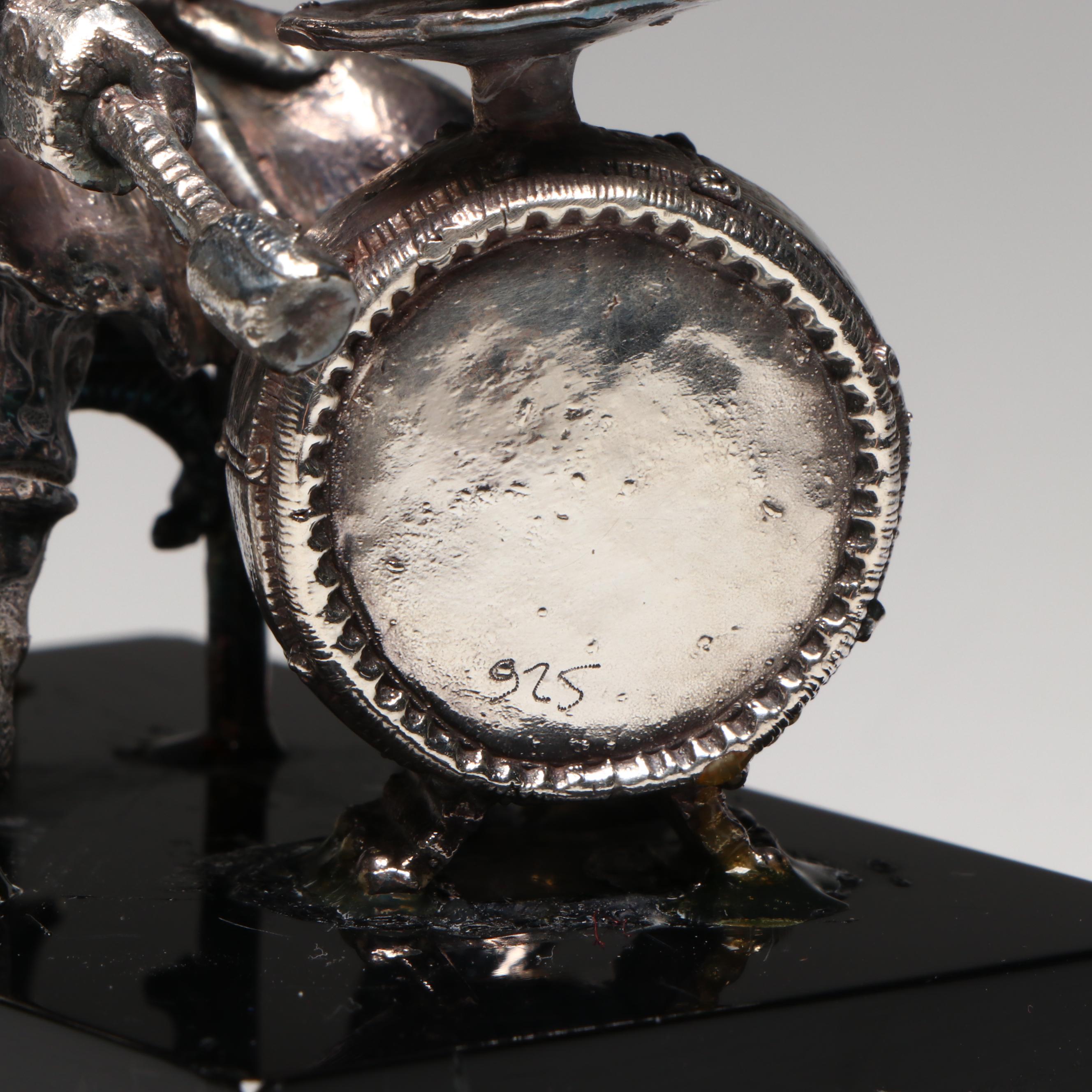 Sterling Silver Seated Musician Figurine Attributed to Ben-Zion