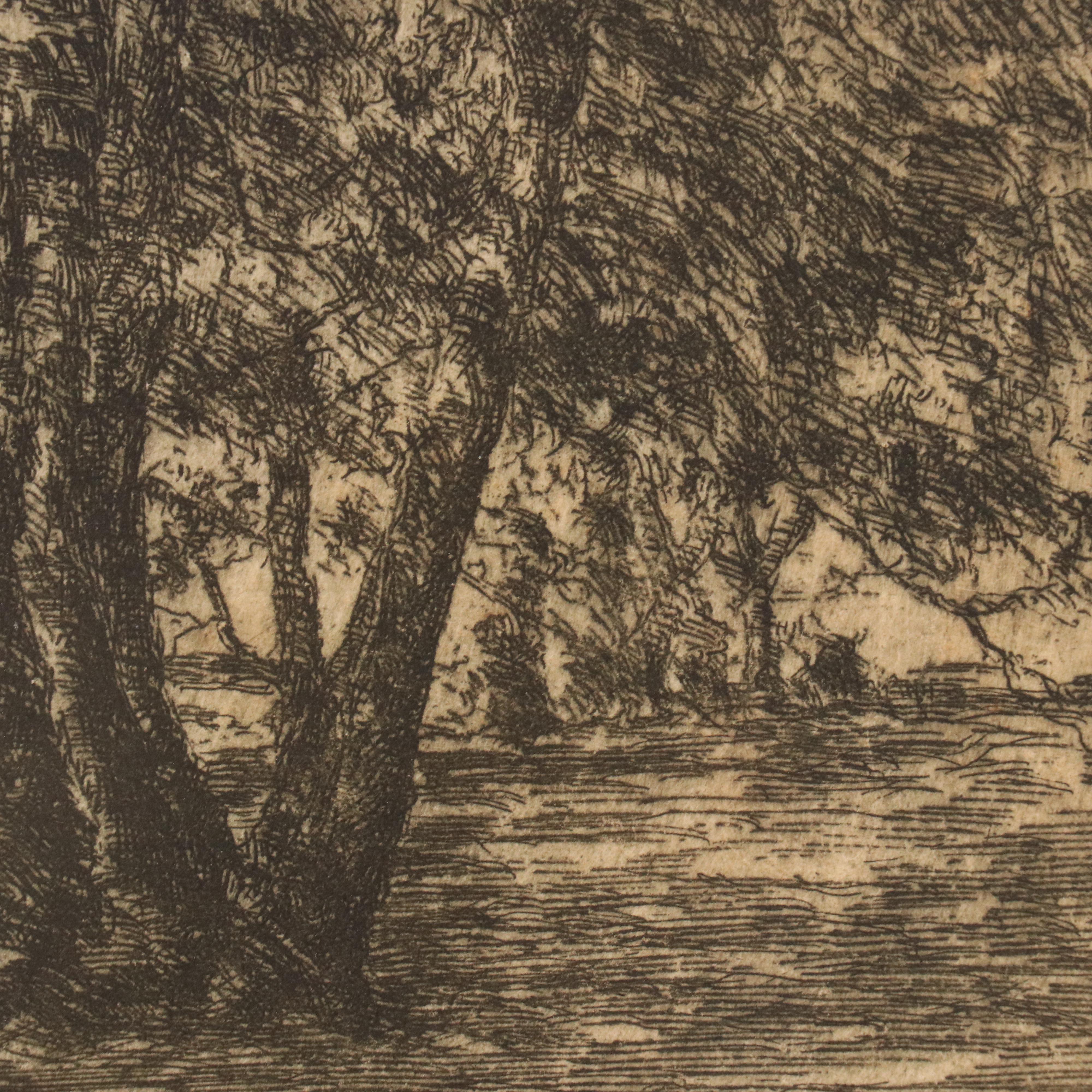 E. T. Hurley Wooded Landscape Etching, Circa 1907