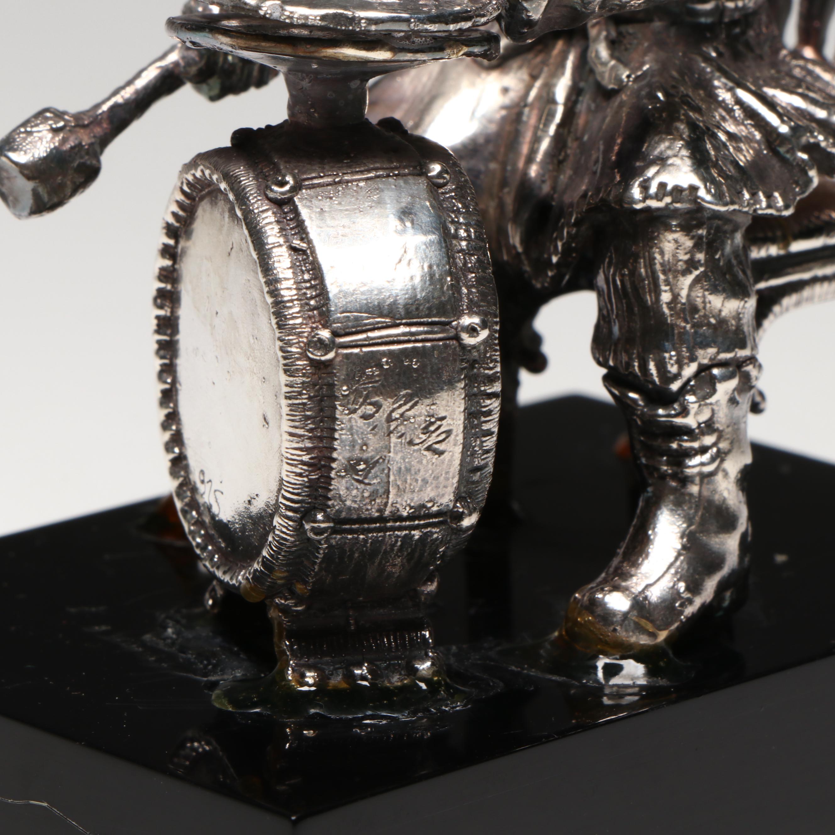 Sterling Silver Seated Musician Figurine Attributed to Ben-Zion