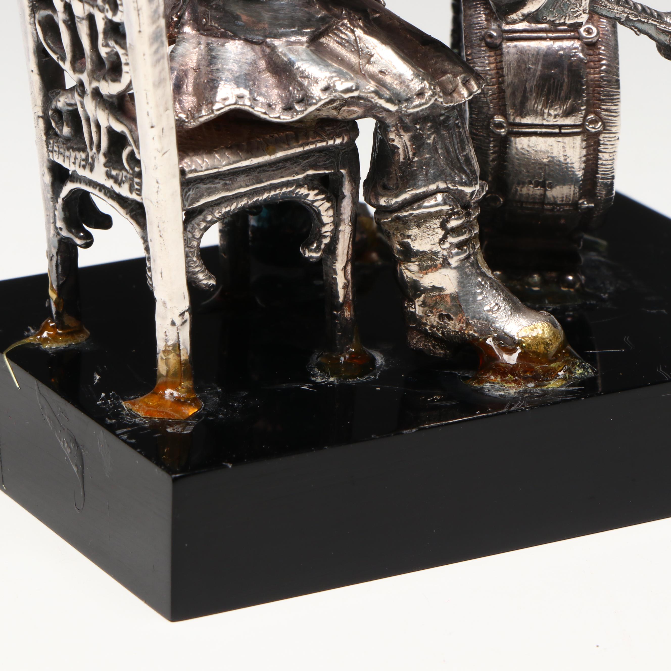 Sterling Silver Seated Musician Figurine Attributed to Ben-Zion