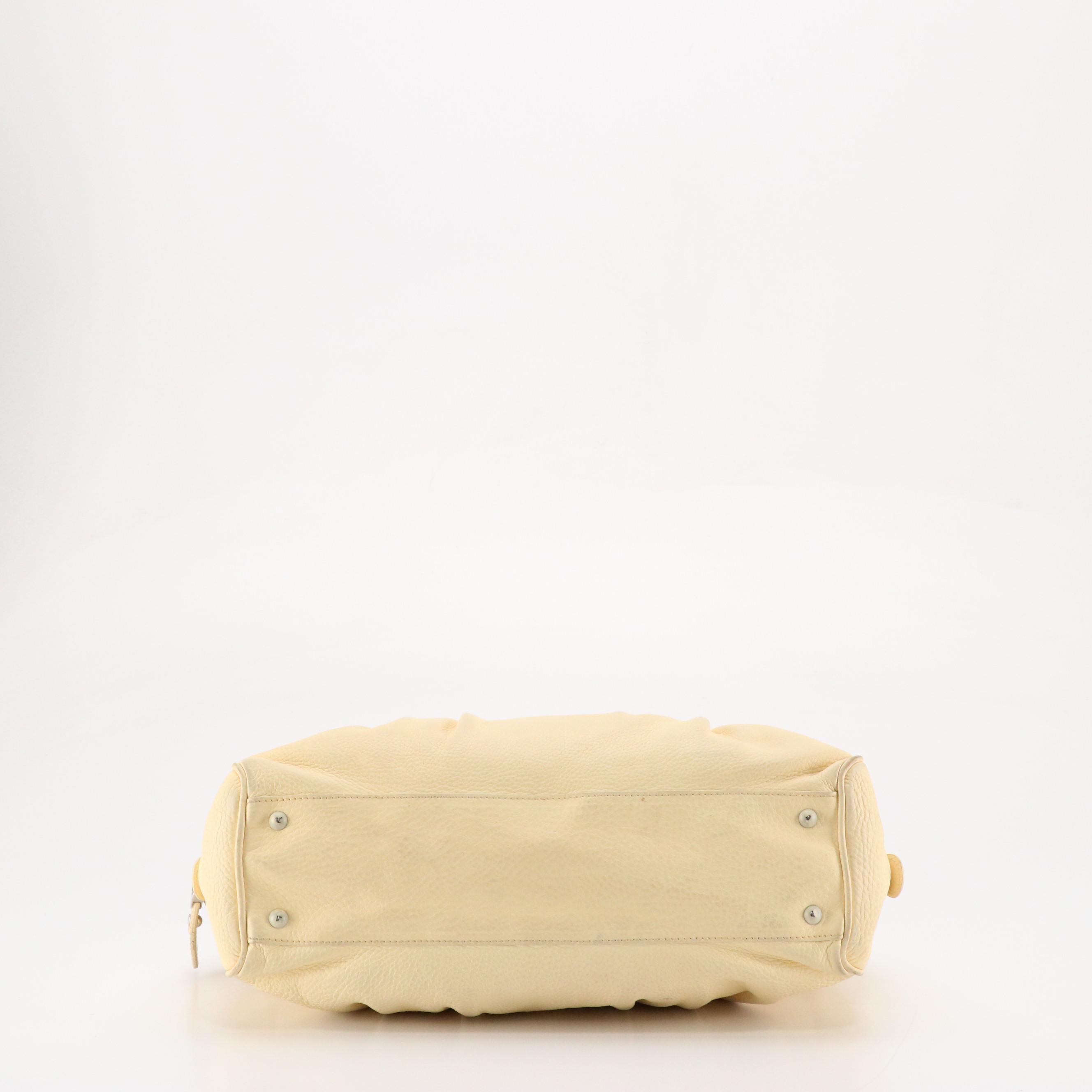 Salvatore Ferragamo Gancini Accented Pleated Shoulder Bag in Neutral Leather