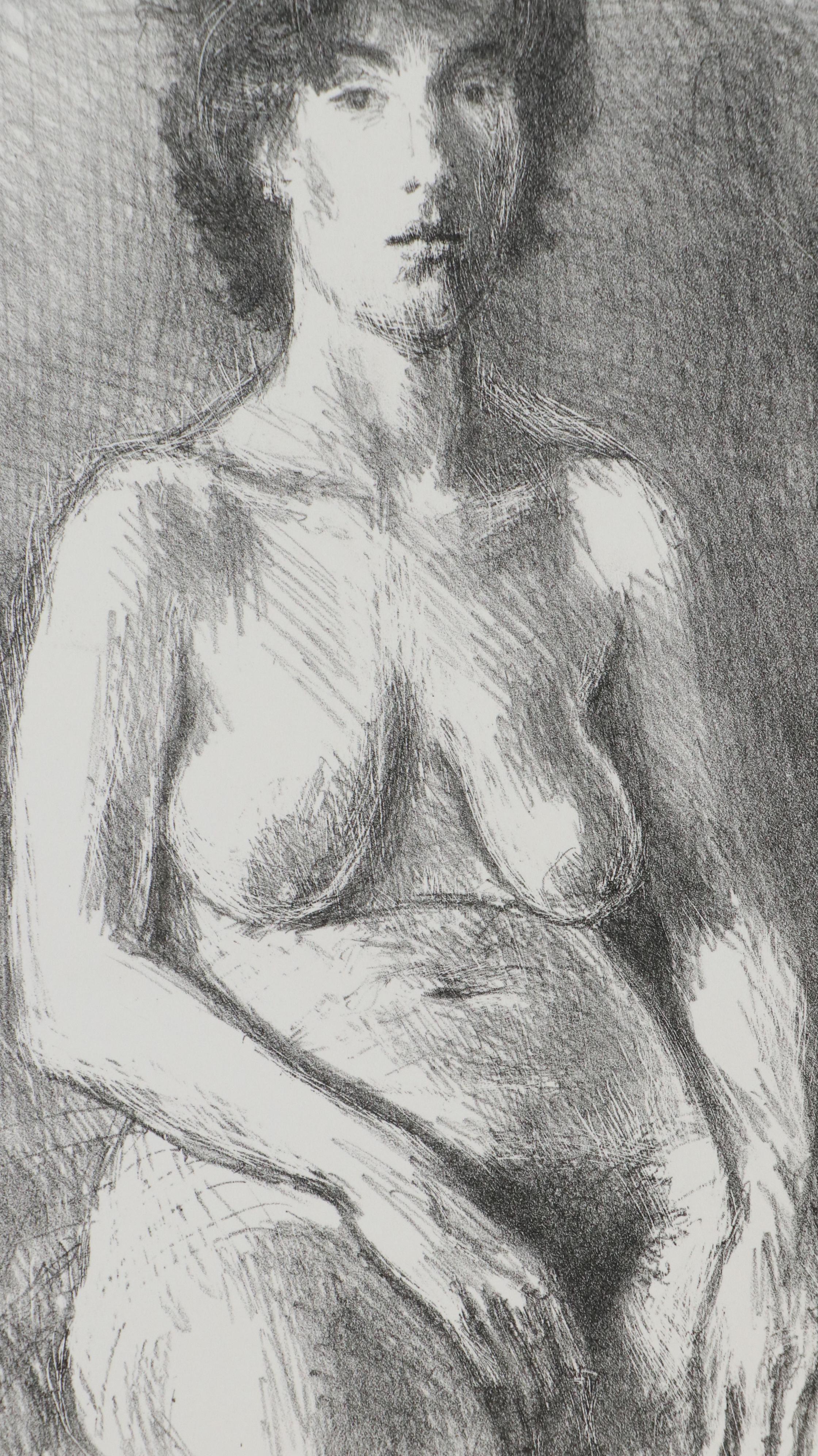 Raphael Soyer Nude Figure Lithograph