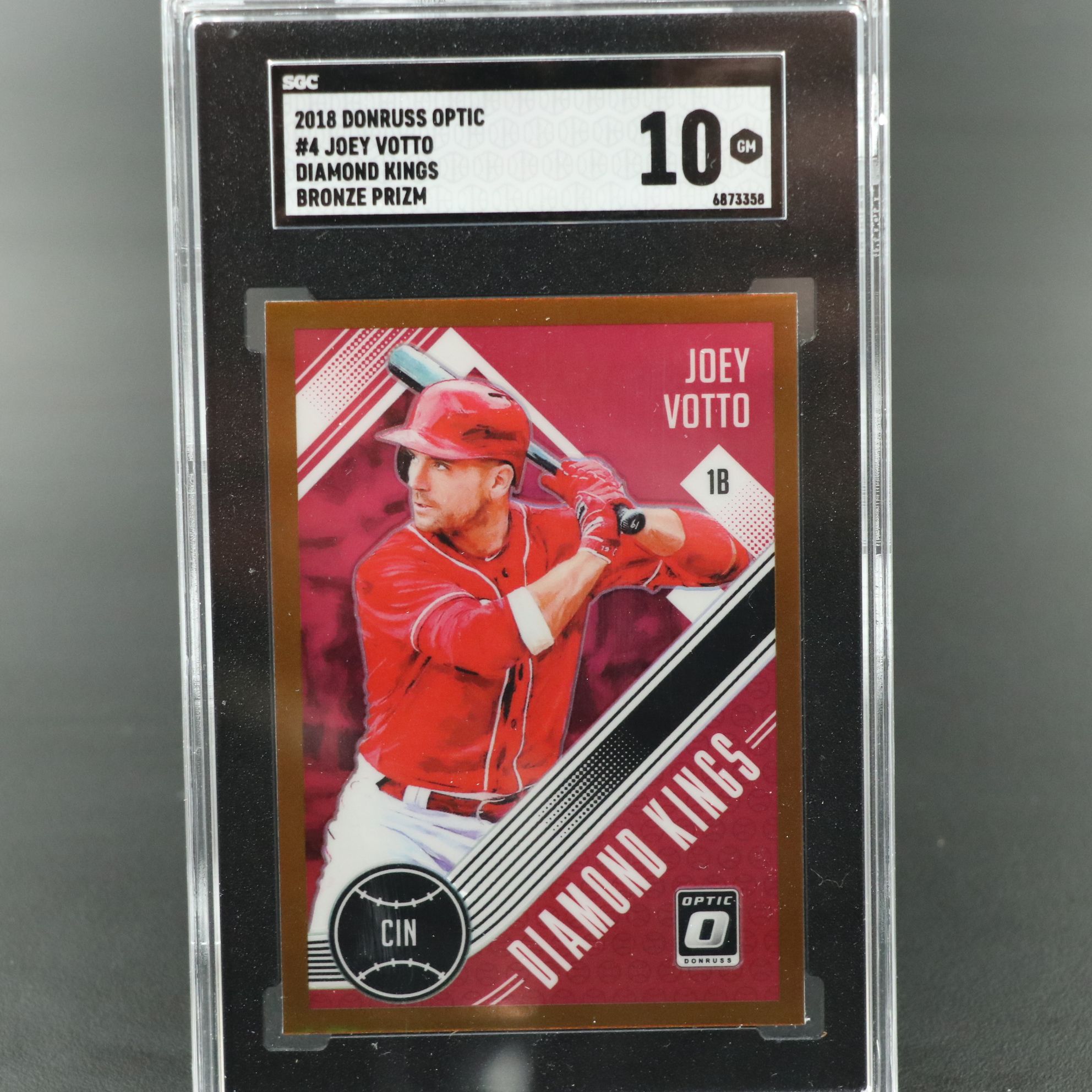 2018 Donruss Optic Joey Votto Diamond Kings Bronze Prizm Card Graded SGC 10
