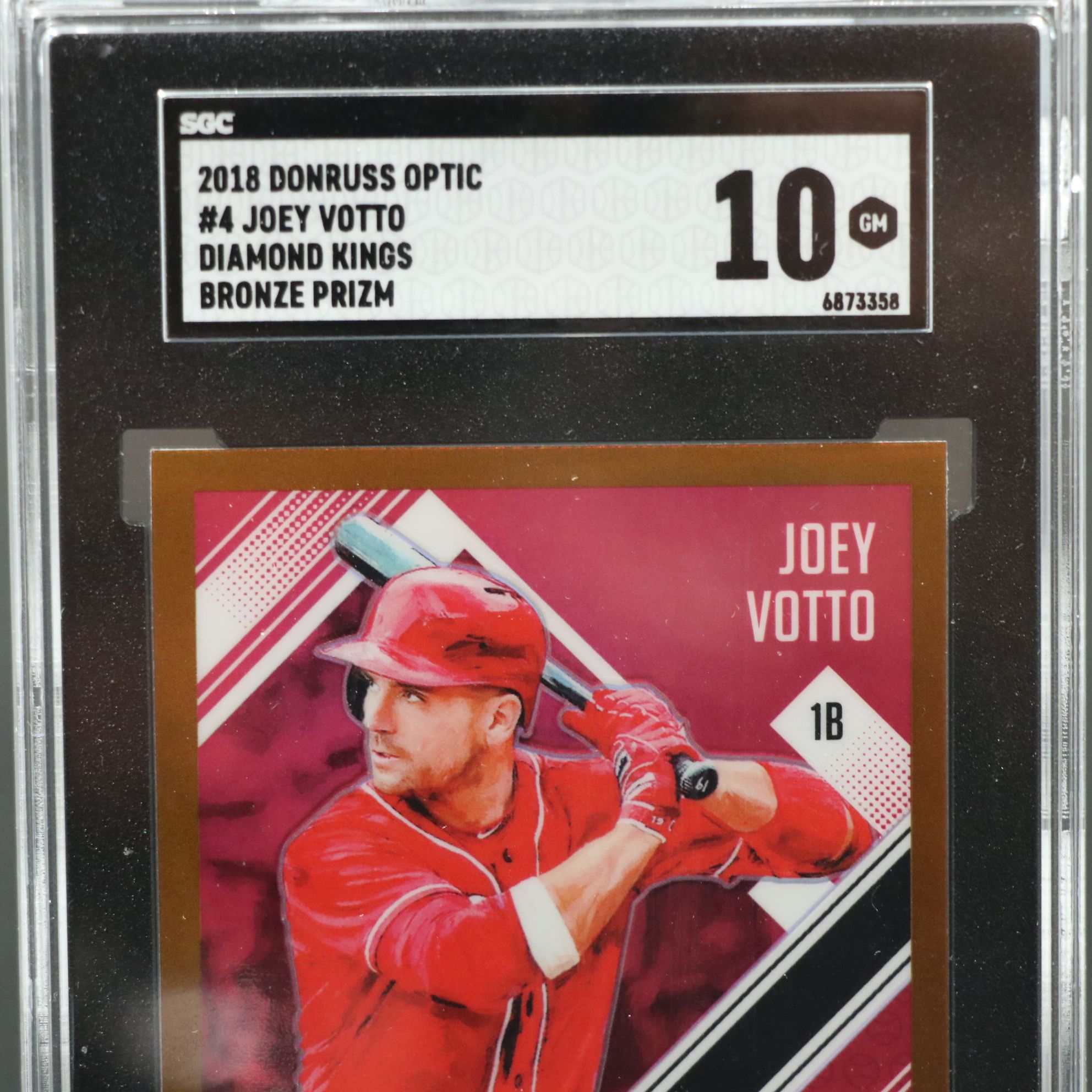 2018 Donruss Optic Joey Votto Diamond Kings Bronze Prizm Card Graded SGC 10