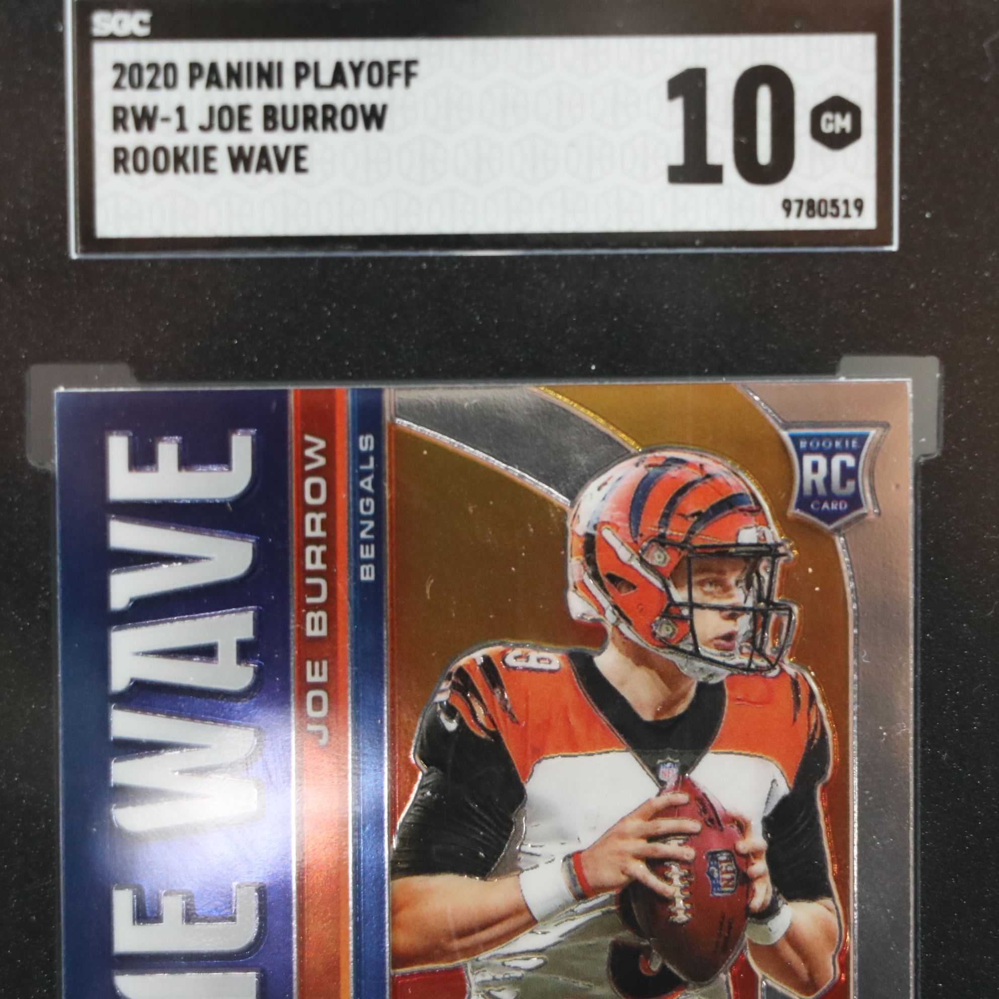 2020 Playoff Joe Burrow Rookie Wave Football Card Graded SGC 10