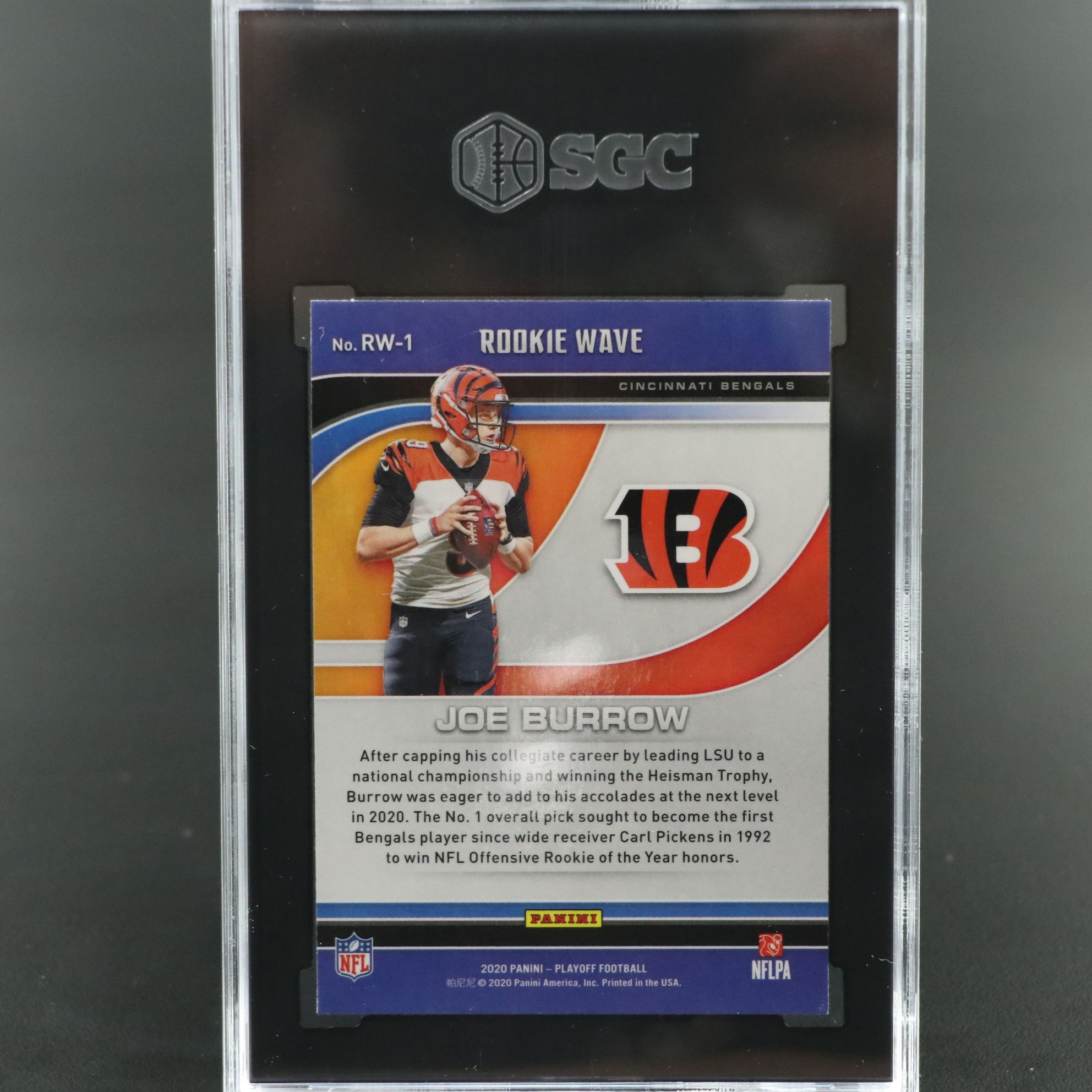 2020 Playoff Joe Burrow Rookie Wave Football Card Graded SGC 10