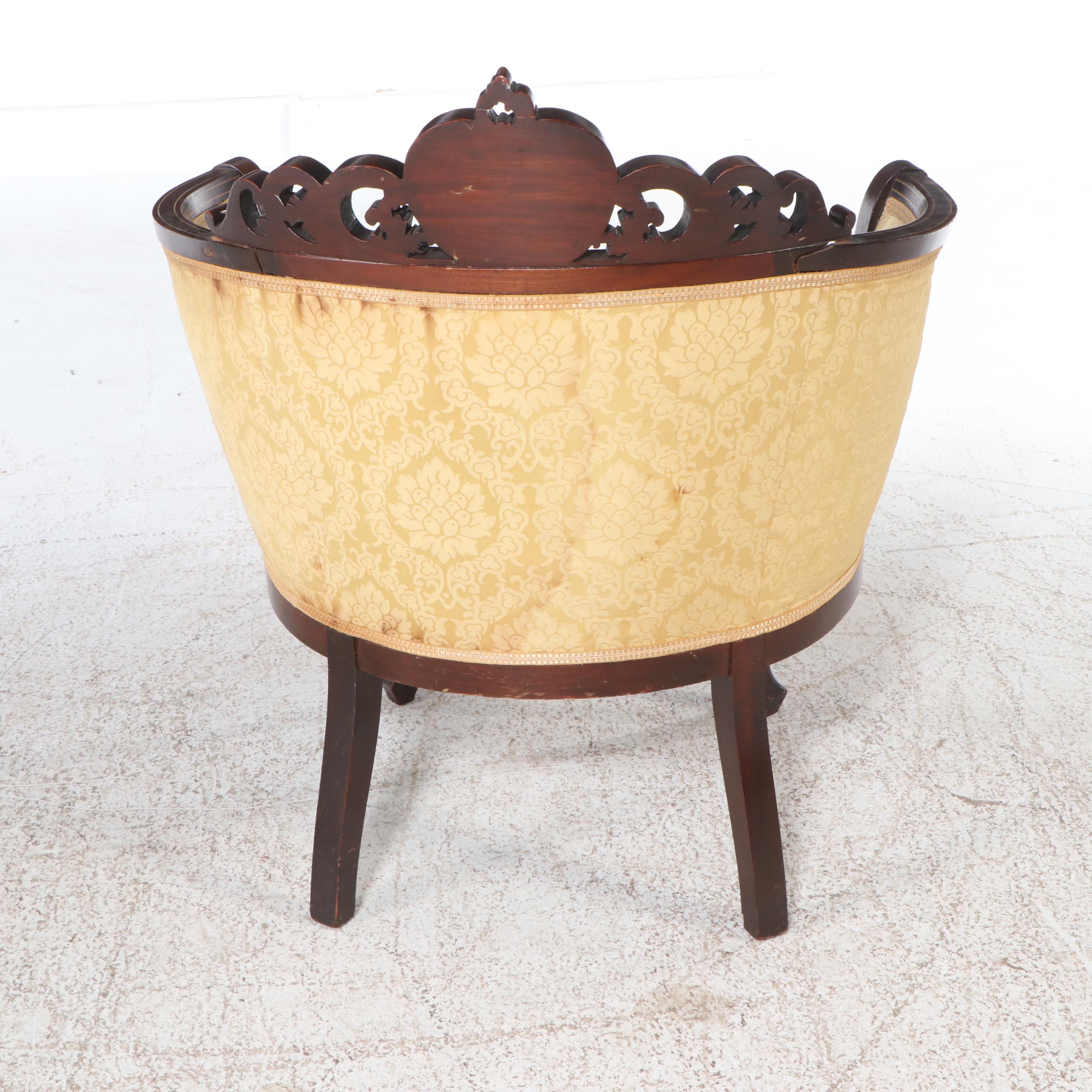 Victorian Rococo Revival Style MOP Inlaid Parlor Set with Other Footstools