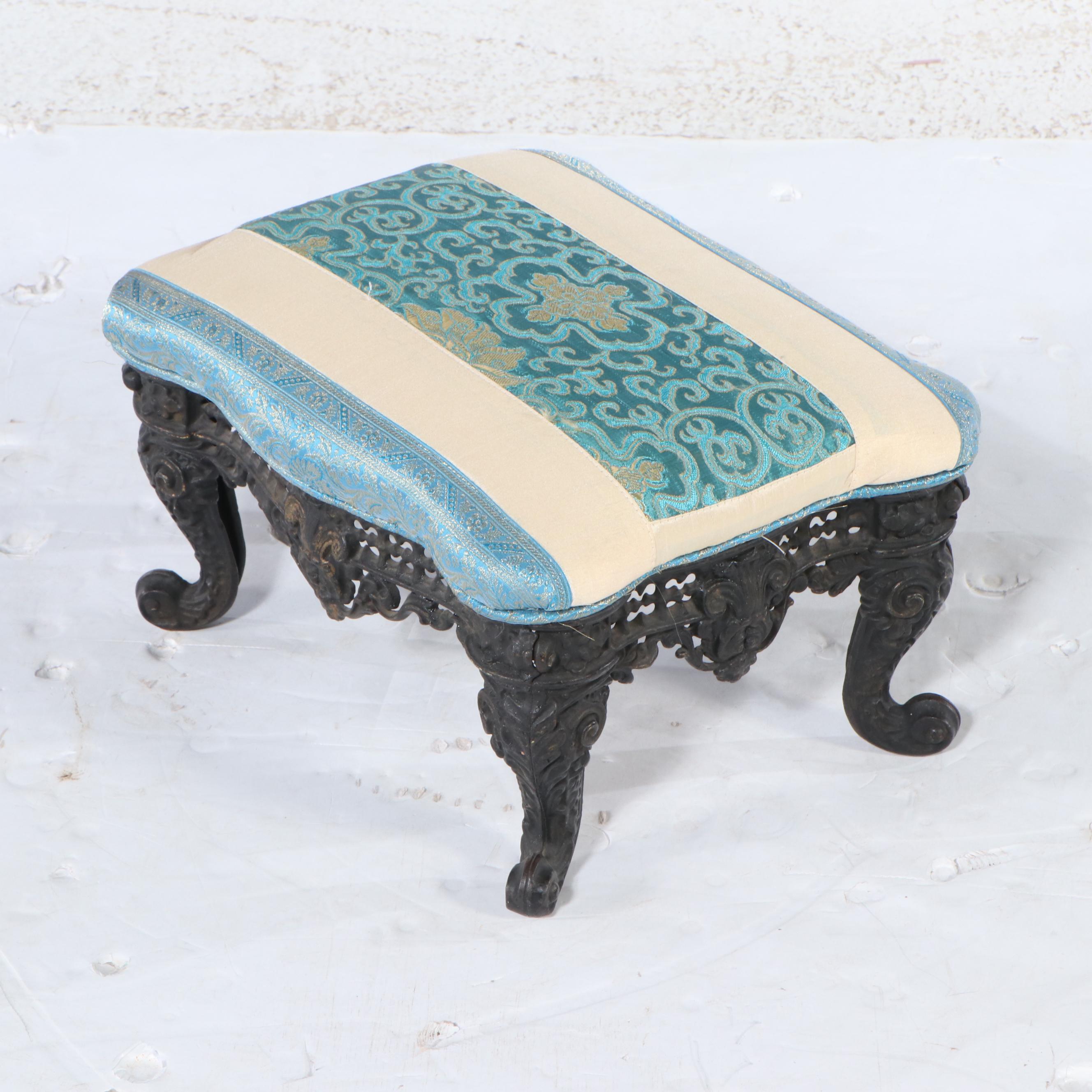 Victorian Rococo Revival Style MOP Inlaid Parlor Set with Other Footstools