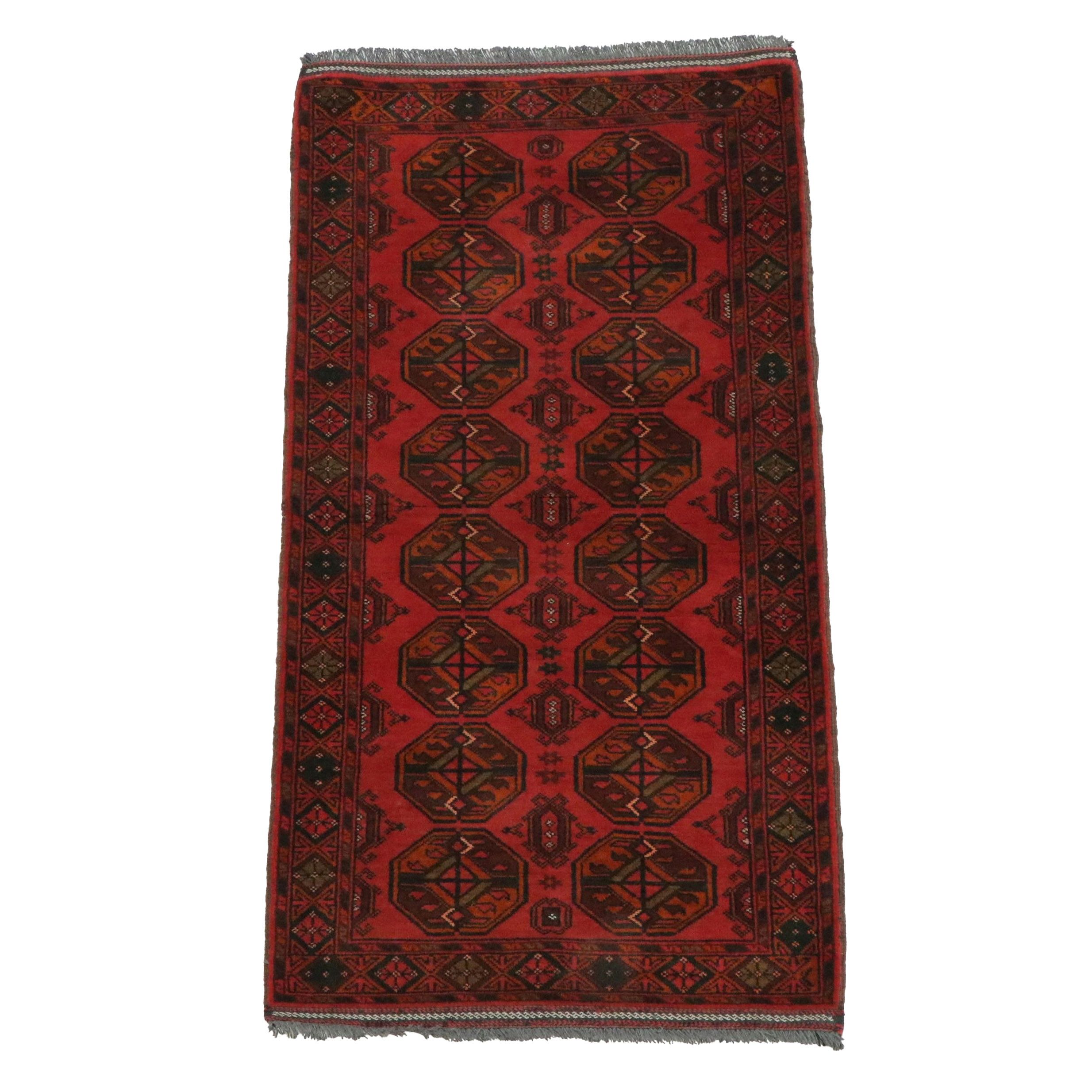 2'5 x 5' Hand-Knotted Afghan Turkmen Gul Area Rug