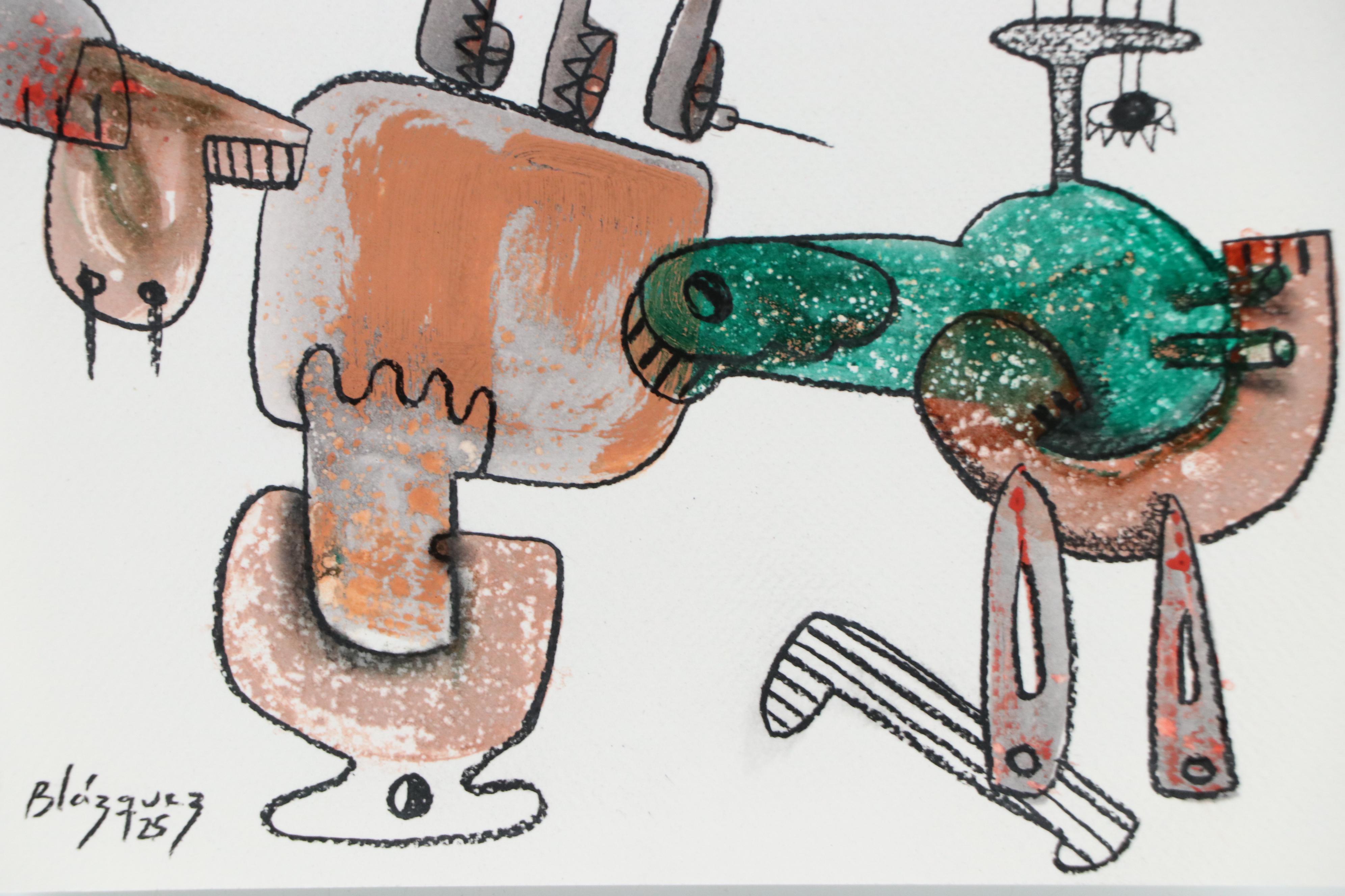 Michel Blázquez Stylized Mixed Media Painting, 2025