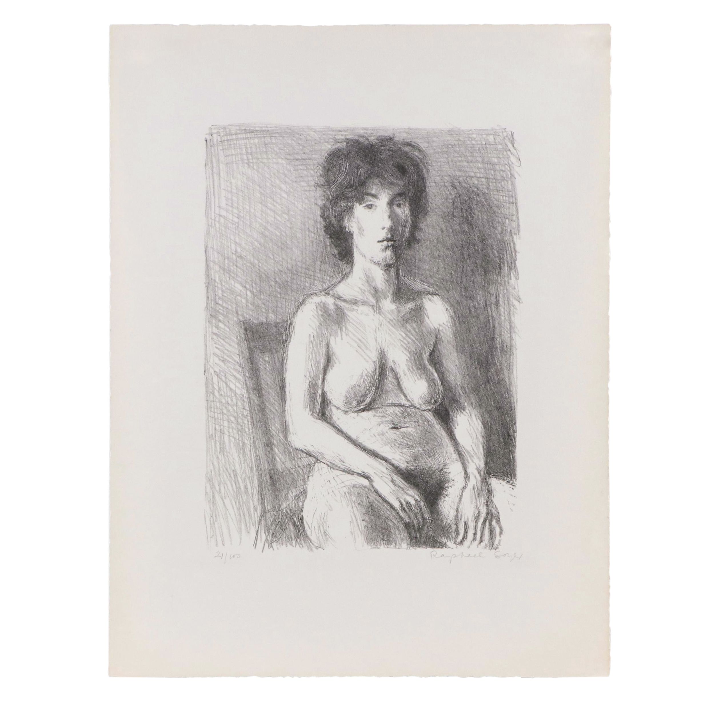 Raphael Soyer Nude Figure Lithograph