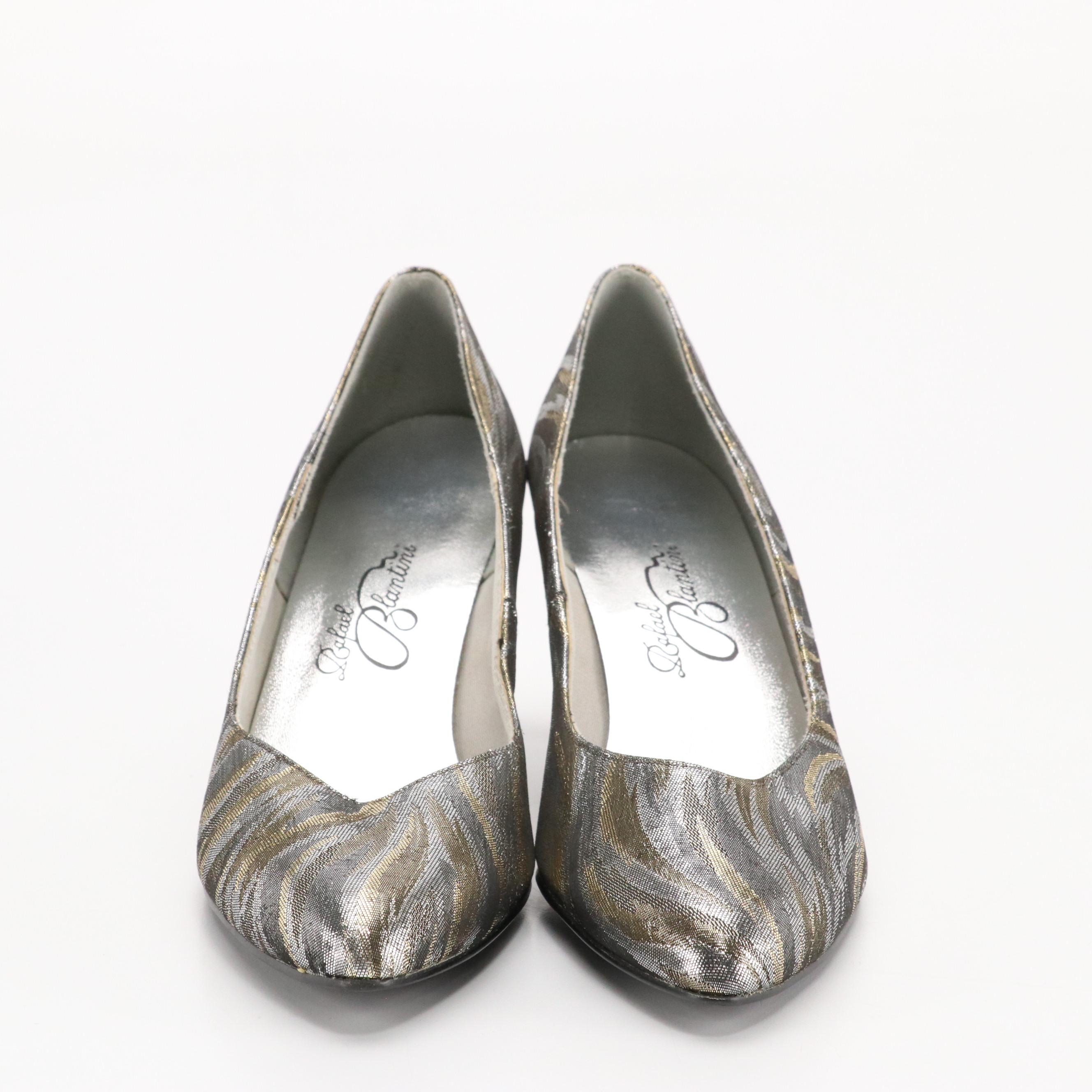 Rafael Blantini Vintage Pointed-Toe Pumps in Metallic Fabric