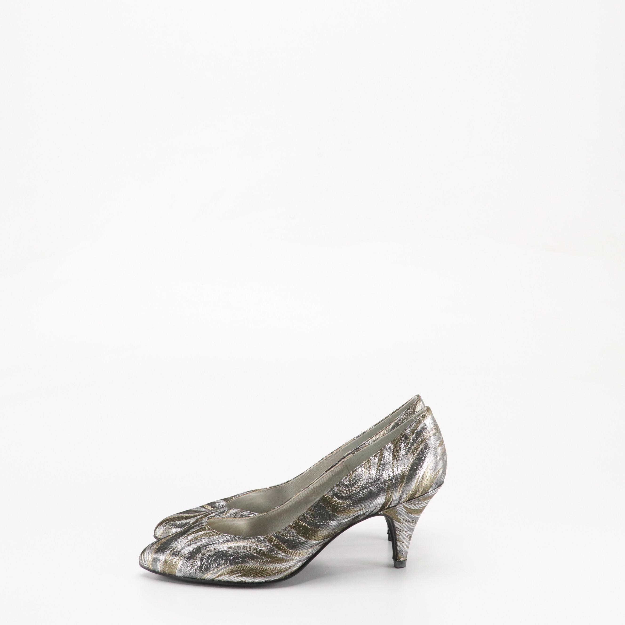Rafael Blantini Vintage Pointed-Toe Pumps in Metallic Fabric