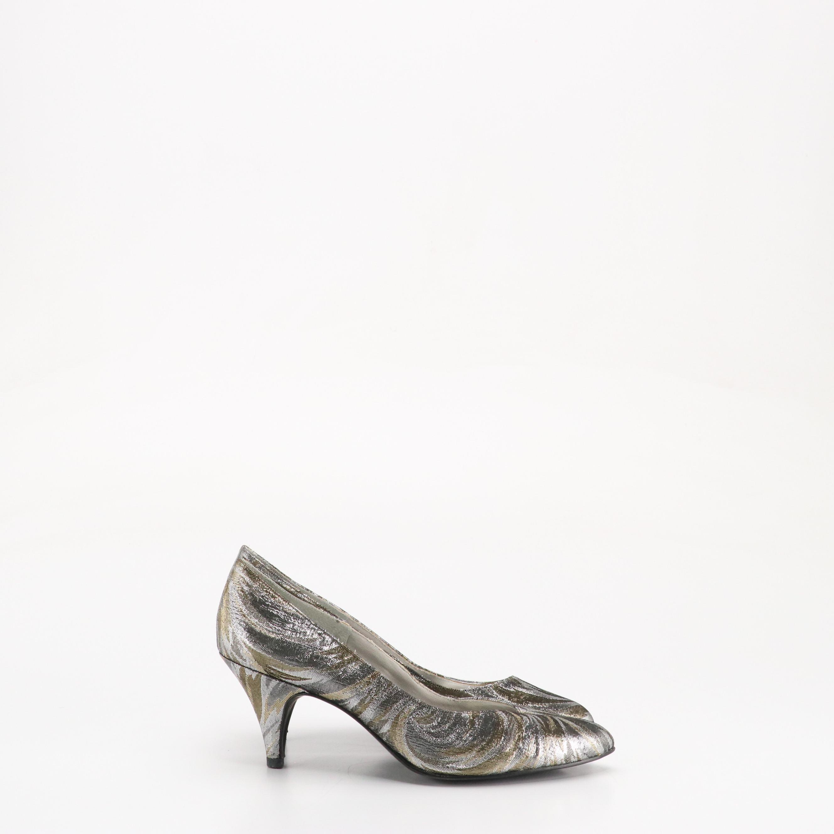 Rafael Blantini Vintage Pointed-Toe Pumps in Metallic Fabric