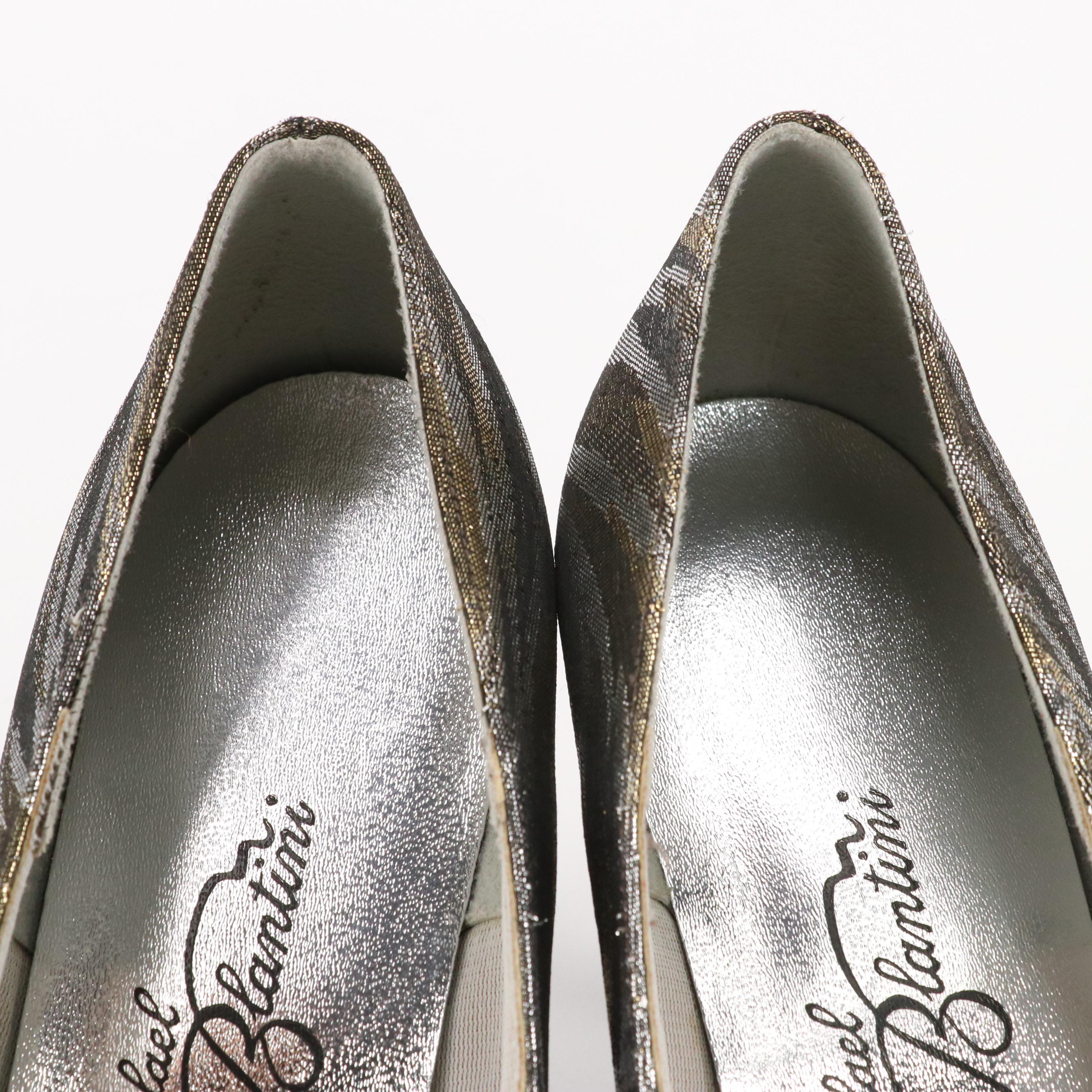 Rafael Blantini Vintage Pointed-Toe Pumps in Metallic Fabric