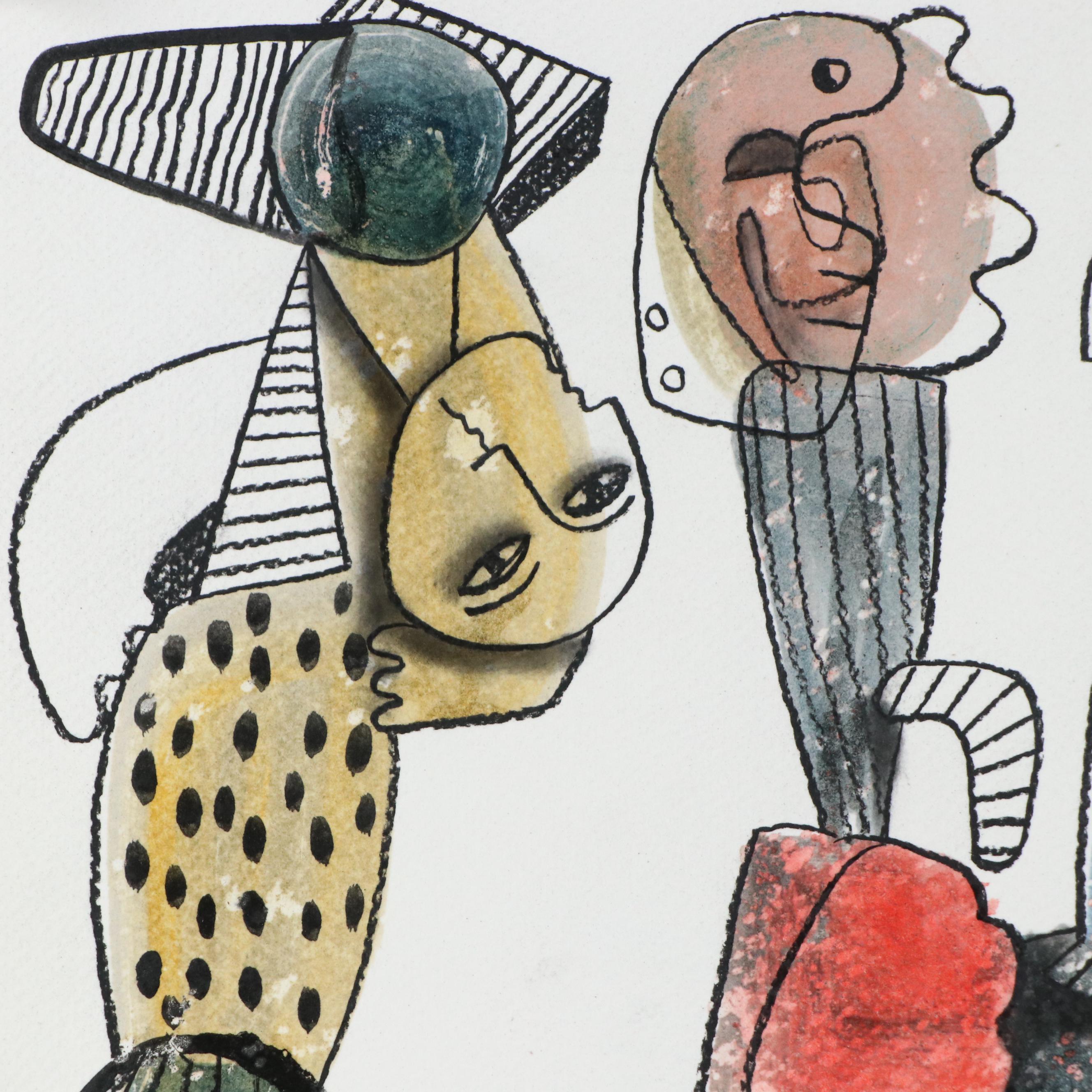 Michel Blázquez Figural Stylized Mixed Media Painting, 2025