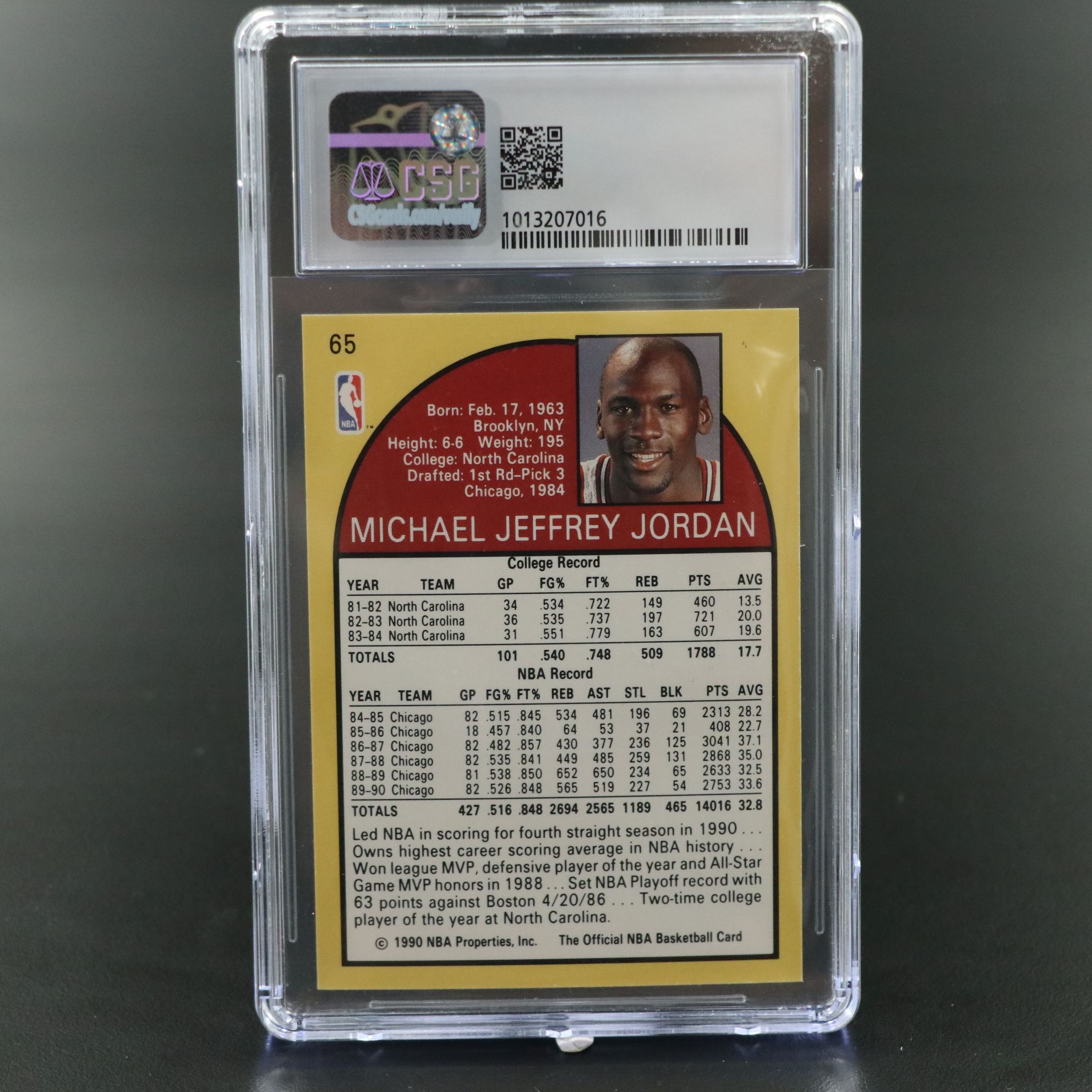 1990-91 NBA Hoops Michael Jordan Chicago Bulls Basketball Card Graded CSG 9