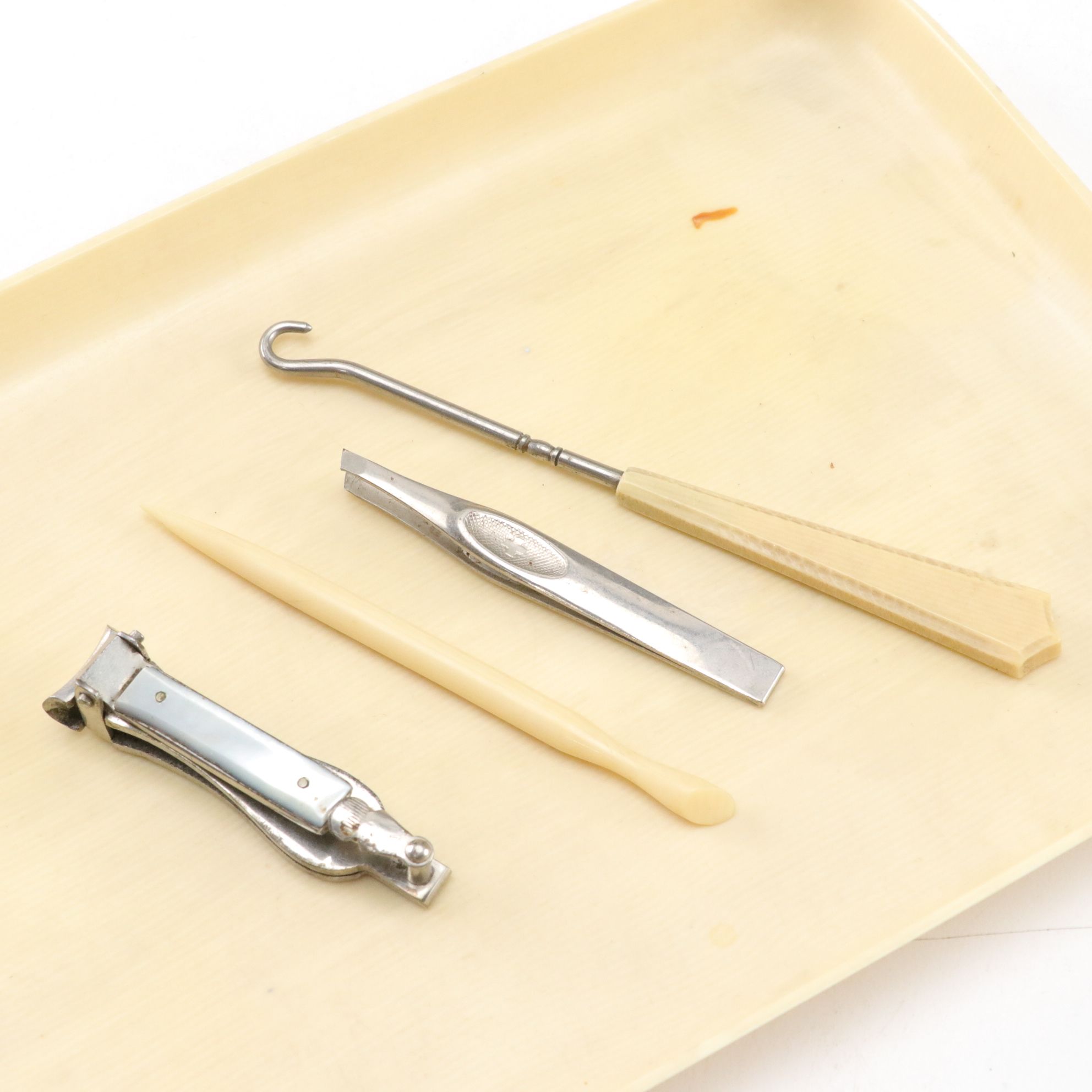 Art Deco Style French Ivory Dresser Set, Early 20th Century