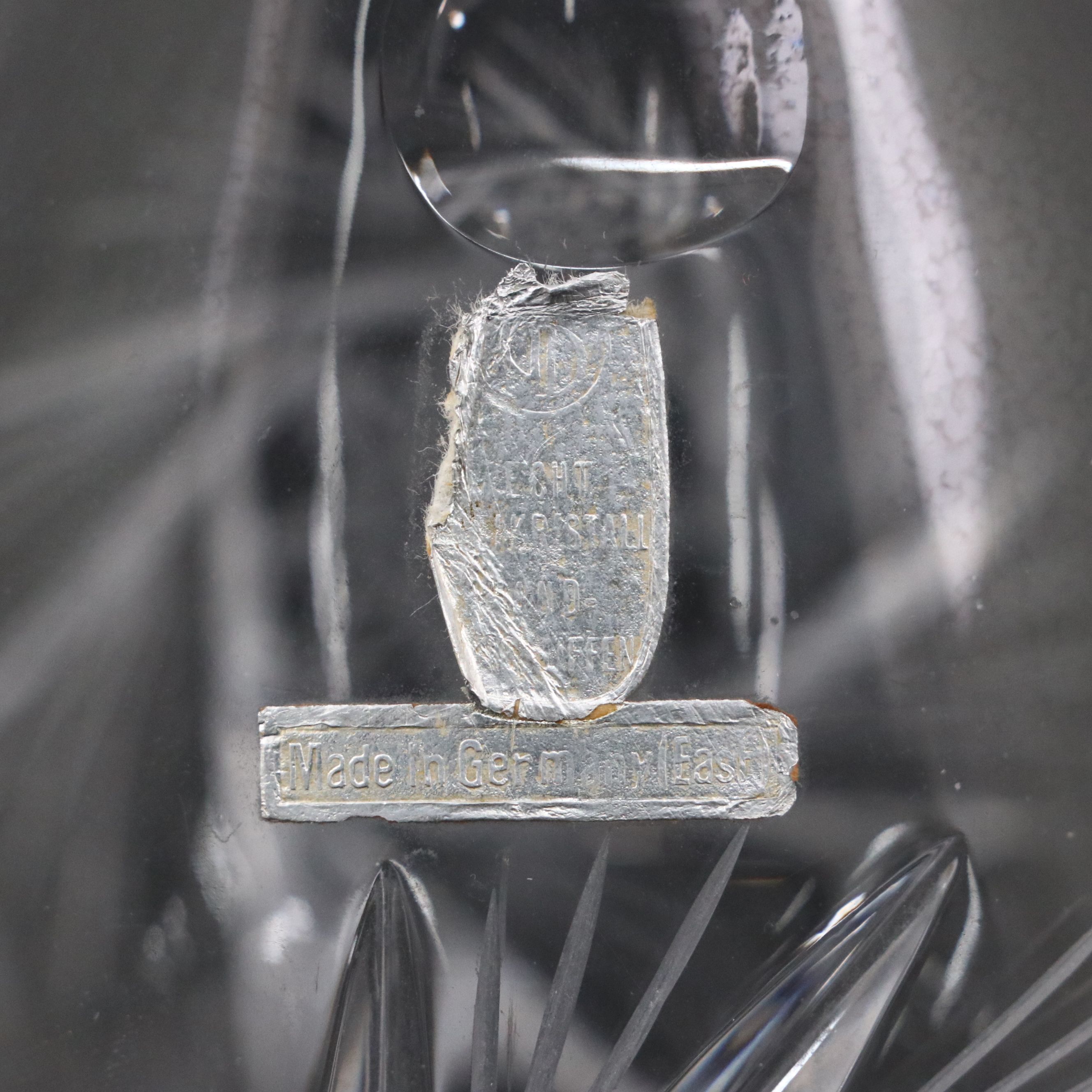 East German Pinwheel Crystal Decanter and Glasses