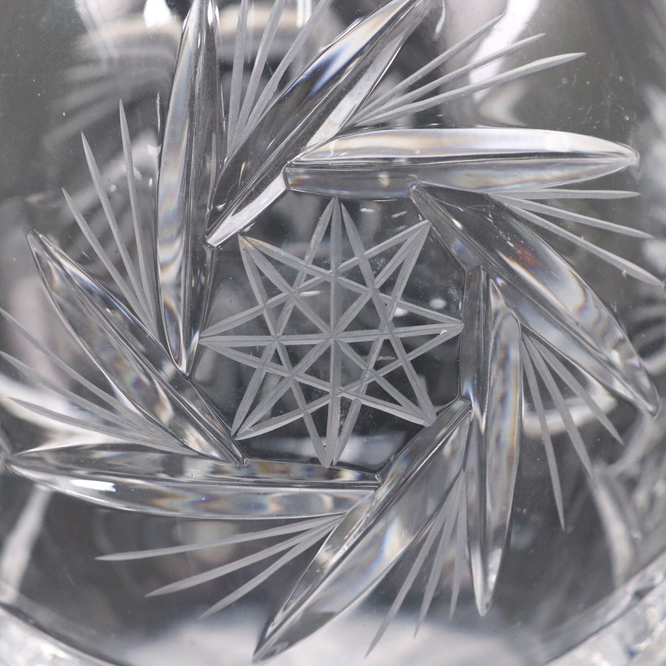 East German Pinwheel Crystal Decanter and Glasses