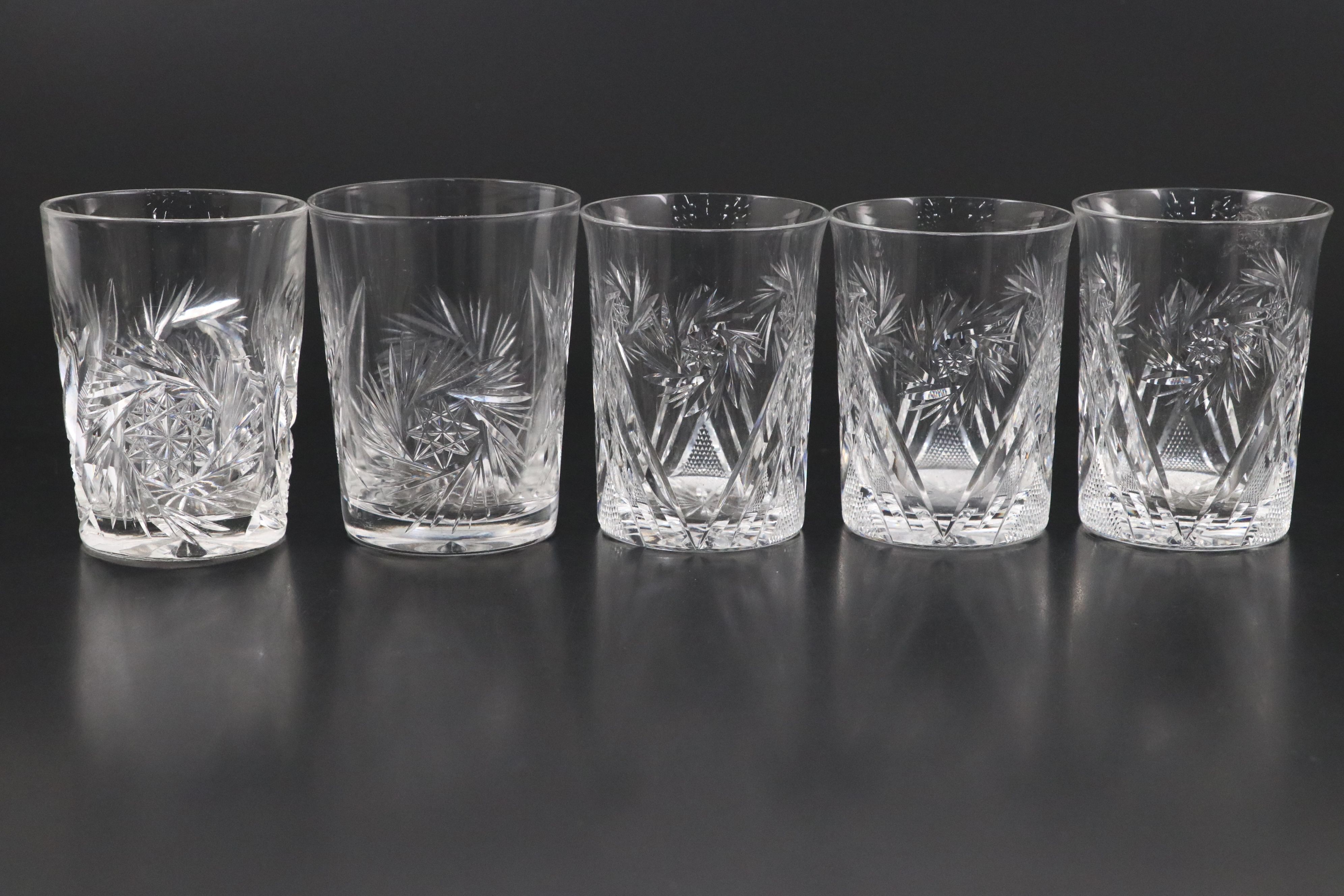 East German Pinwheel Crystal Decanter and Glasses