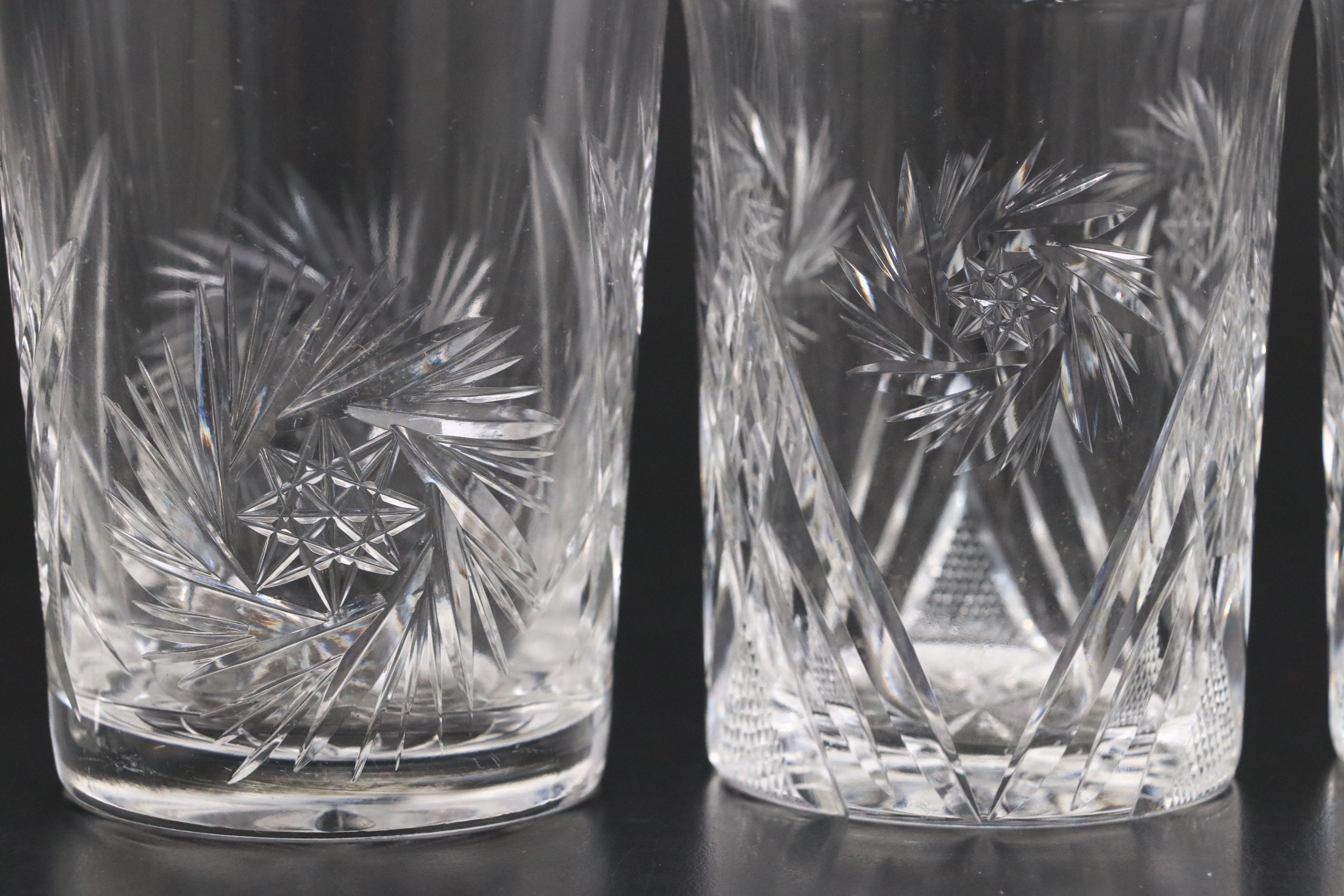 East German Pinwheel Crystal Decanter and Glasses