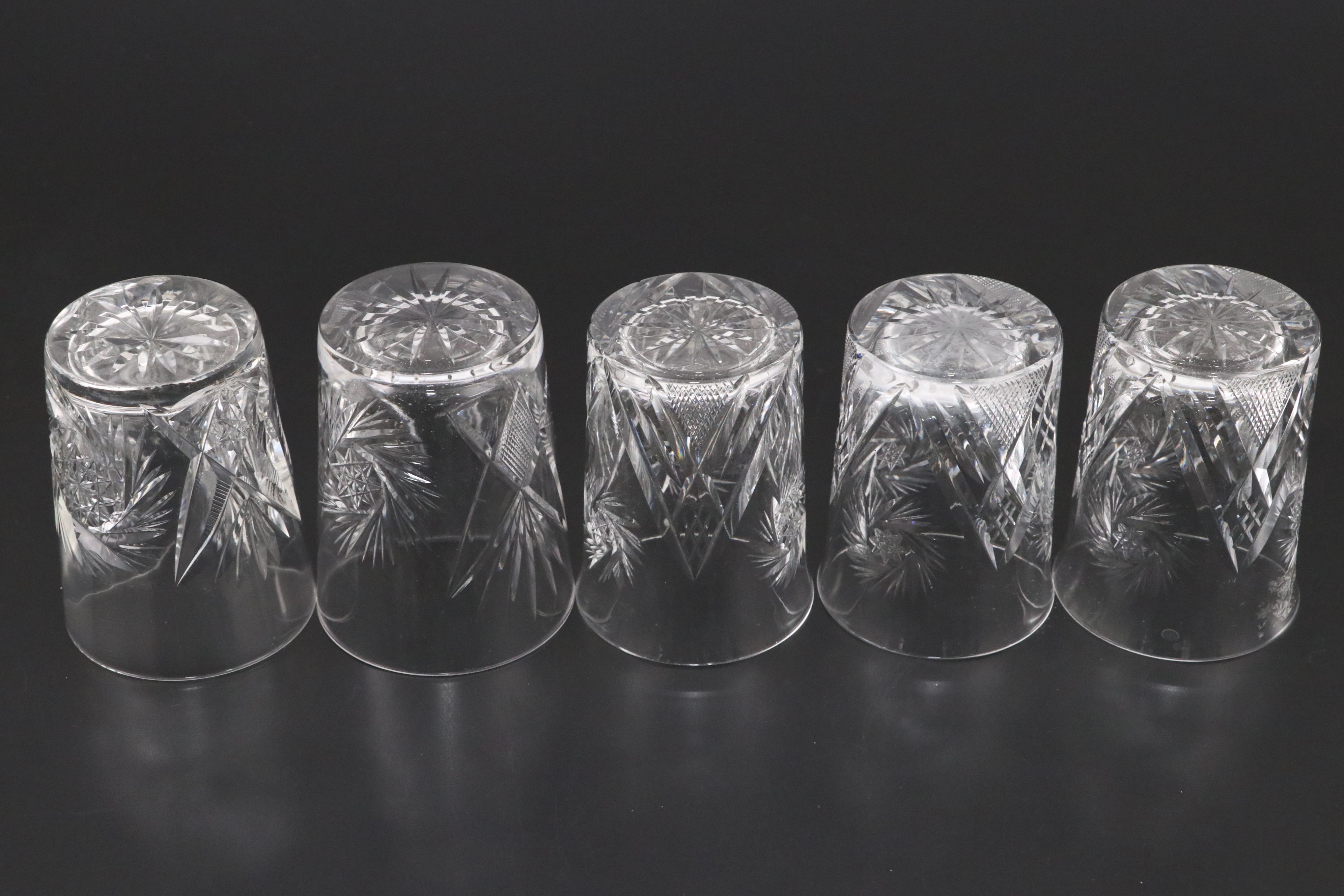 East German Pinwheel Crystal Decanter and Glasses