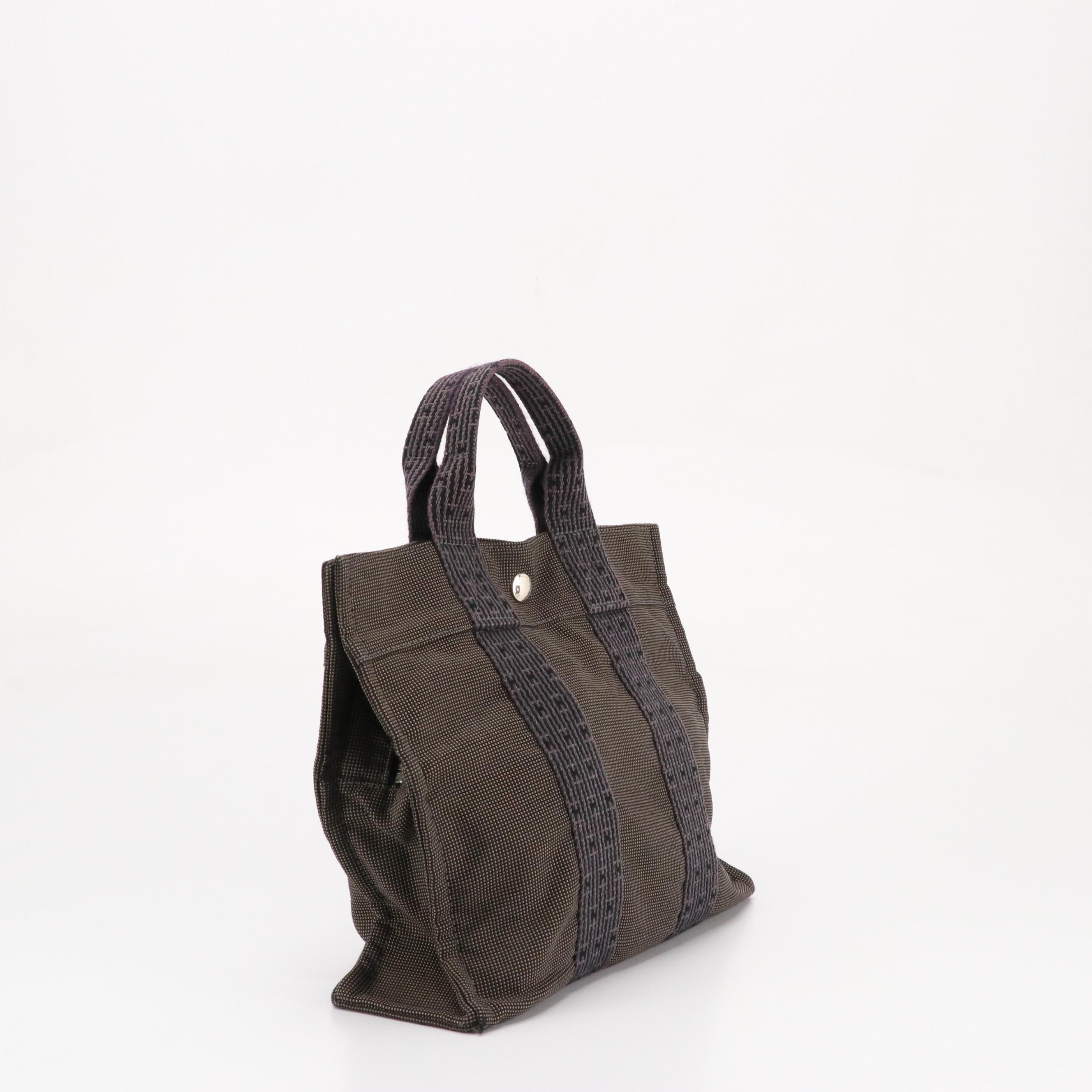Hermès Herline Fourre-Tout PM Zip Tote in Grey Nylon Canvas